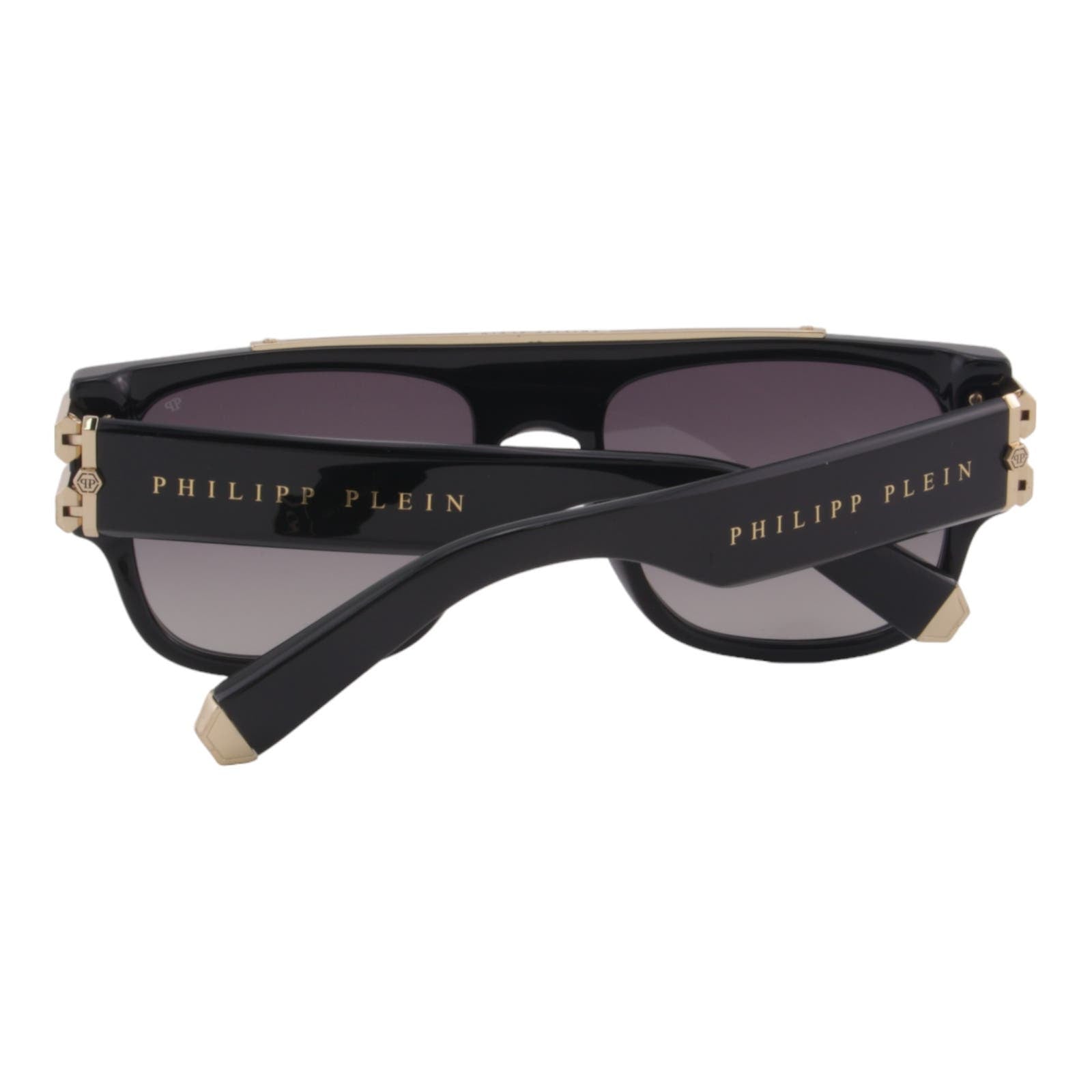 Men Square Sunglasses SPP011M-700P Black Acetate Gold Titanium Frame