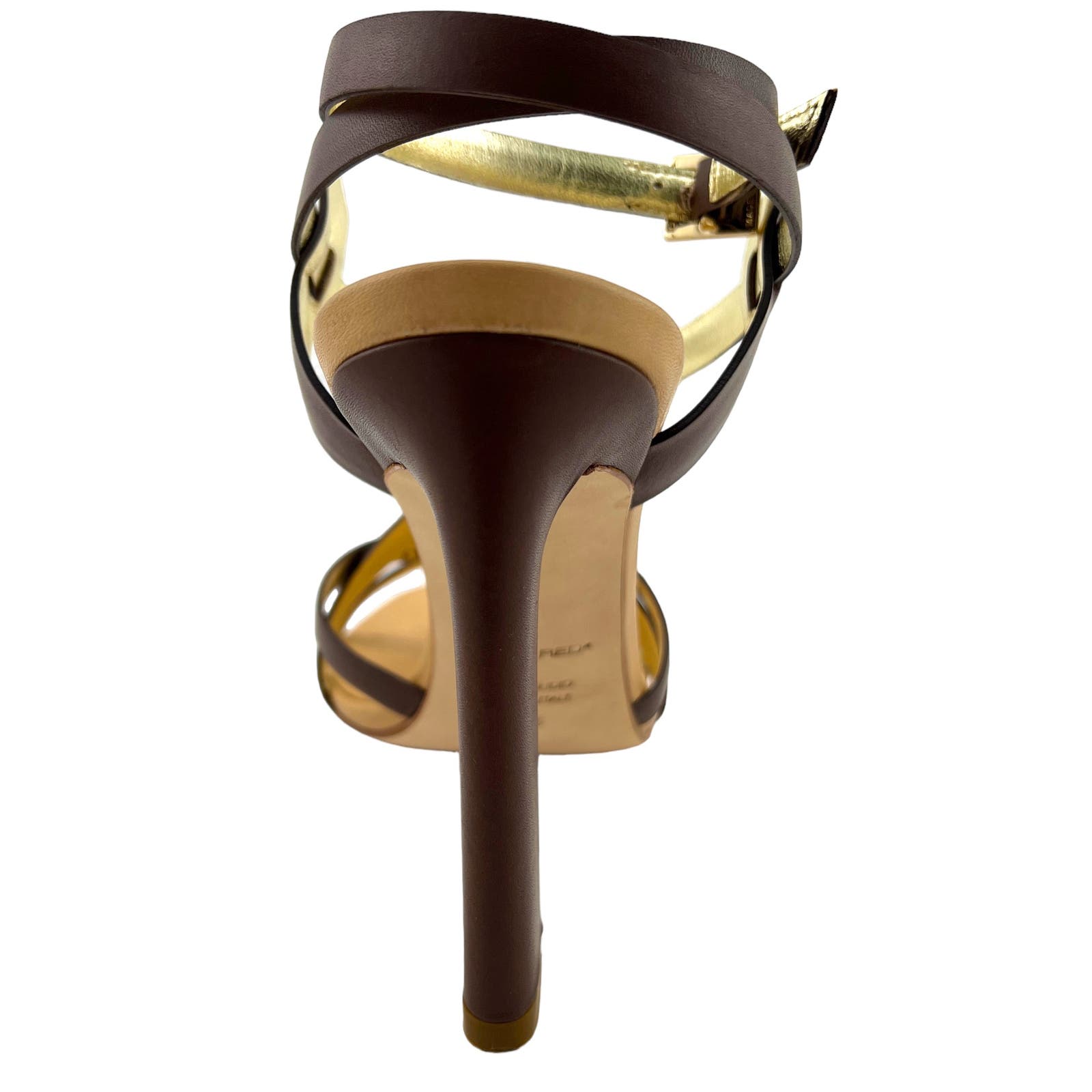 DSQUARED2 Women US 8 Brown Leather Ankle Strap Stiletto Pump Sandals