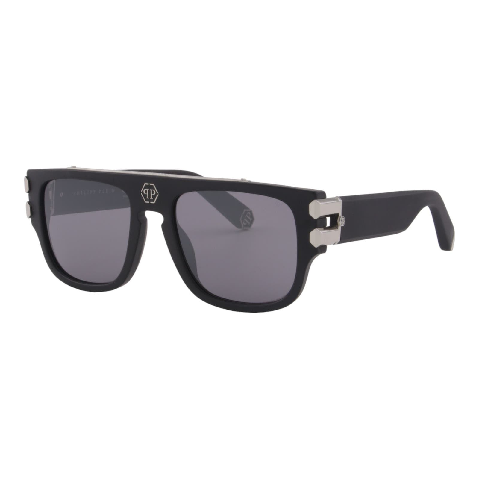 Men Titanium Square Sunglasses SPP011V-703X Black & Silver Frame