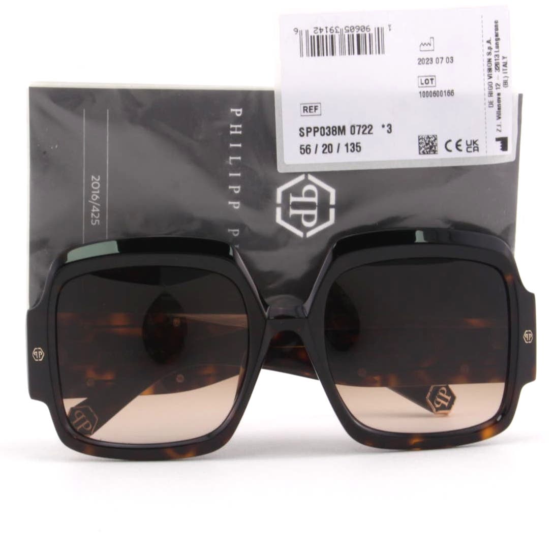 Women Oversized Square Sunglasses SPP038M-0722 Havana Brown & Gold