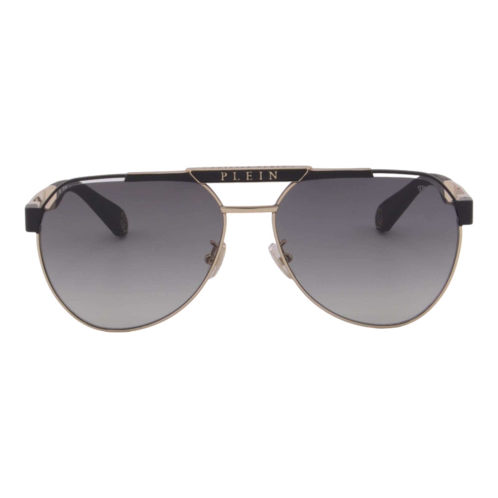 Men Aviator Sunglasses SPP073M-0302 Black & Gold Metal Frame Gray Lens