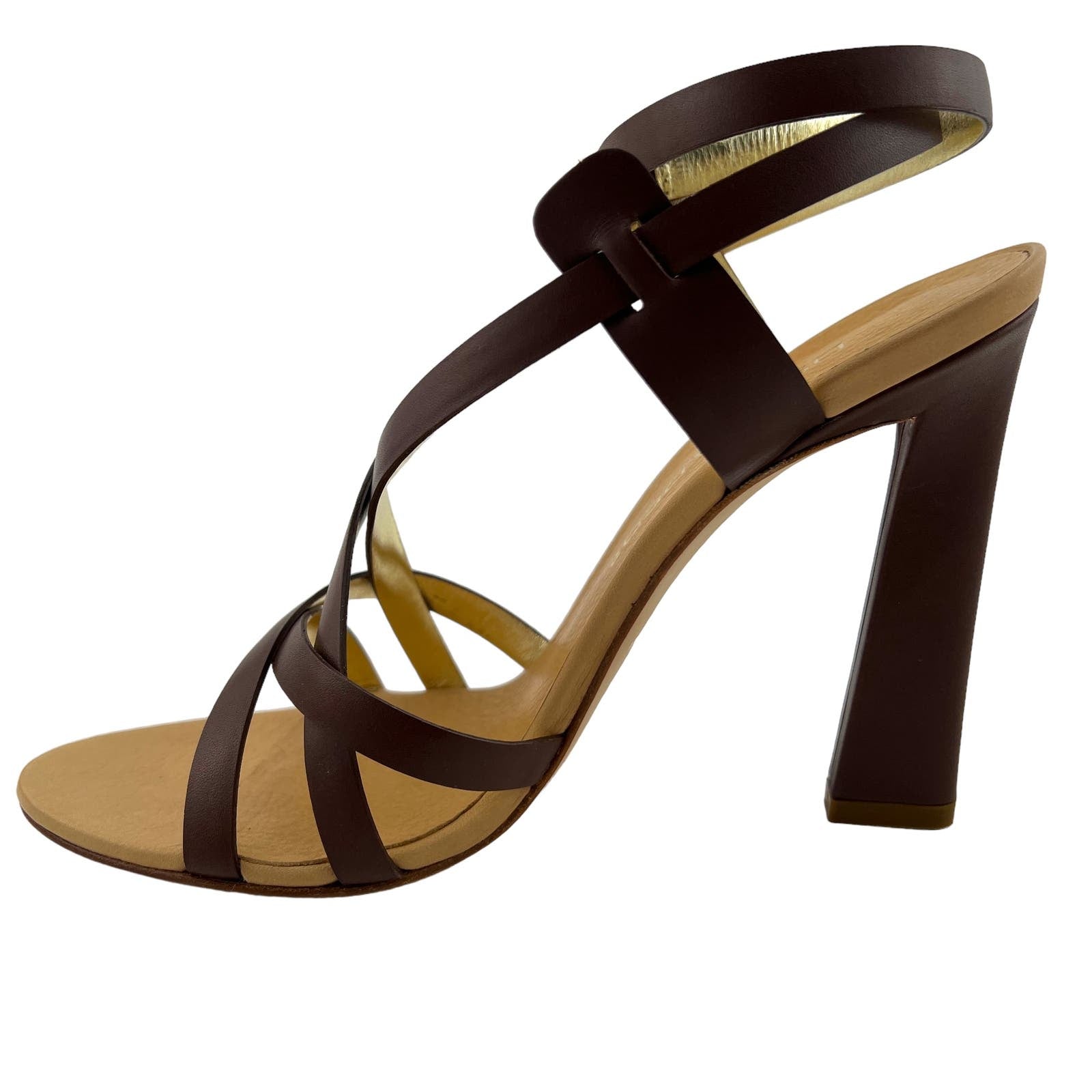 DSQUARED2 Women US 8 Brown Leather Ankle Strap Stiletto Pump Sandals