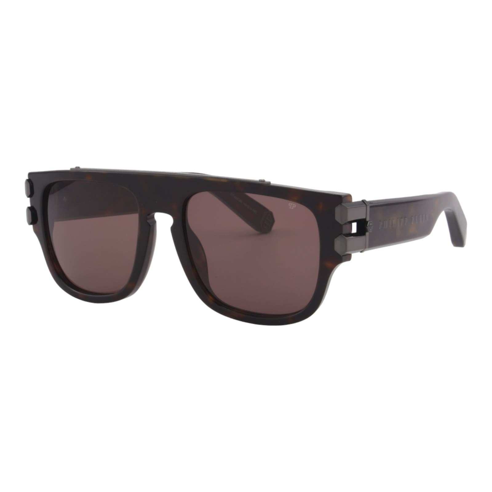 Men Titanium Square Sunglasses SPP011M-0722 Havana Brown & Gunmetal