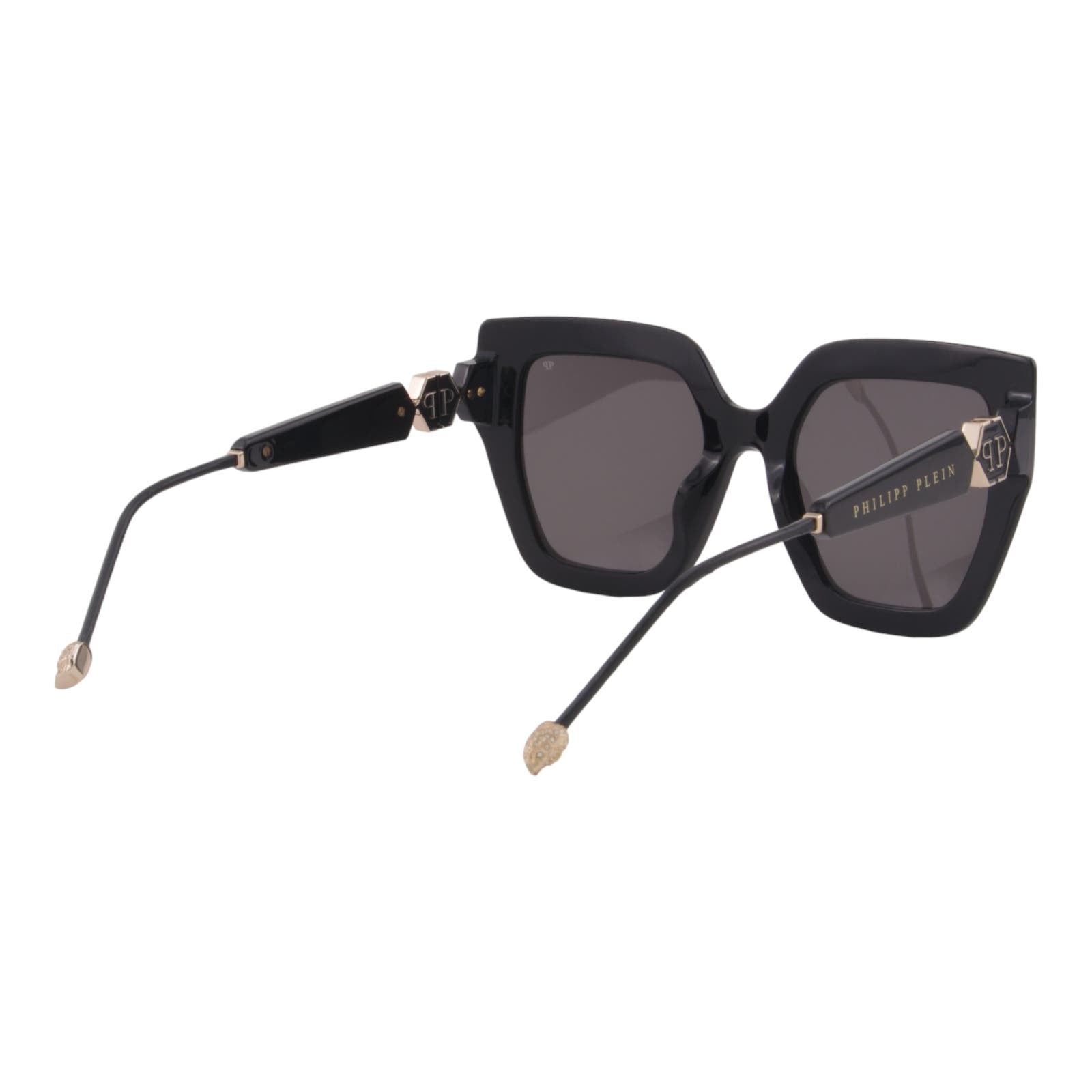 Women Cat-Eye Sunglasses SPP064S-0700 Oversized Black & Gold Frame