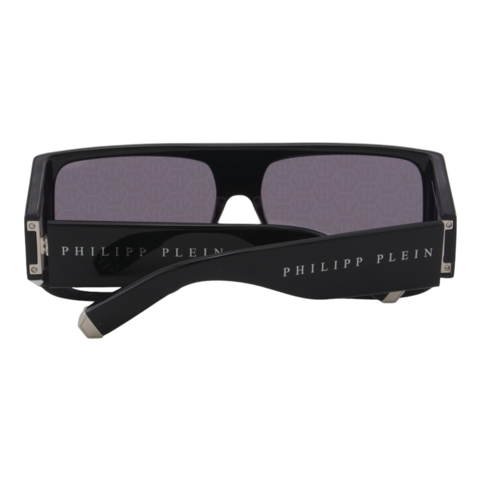 Men Rectangular Shield Sunglasses SPP014W-700L Black & Silver