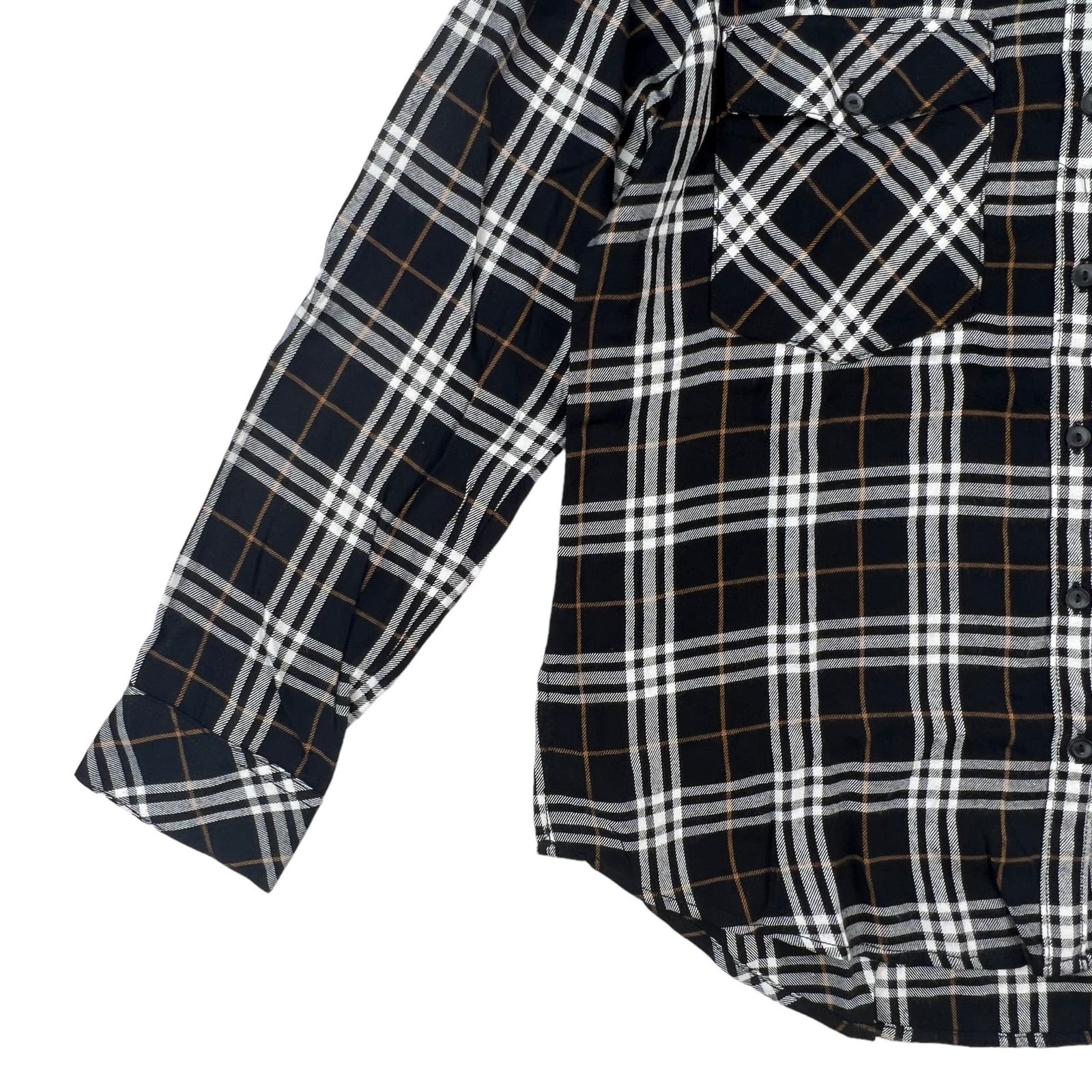 Sanctuary Men Black Plaid Shirt US M Long Sleeve Button Down
