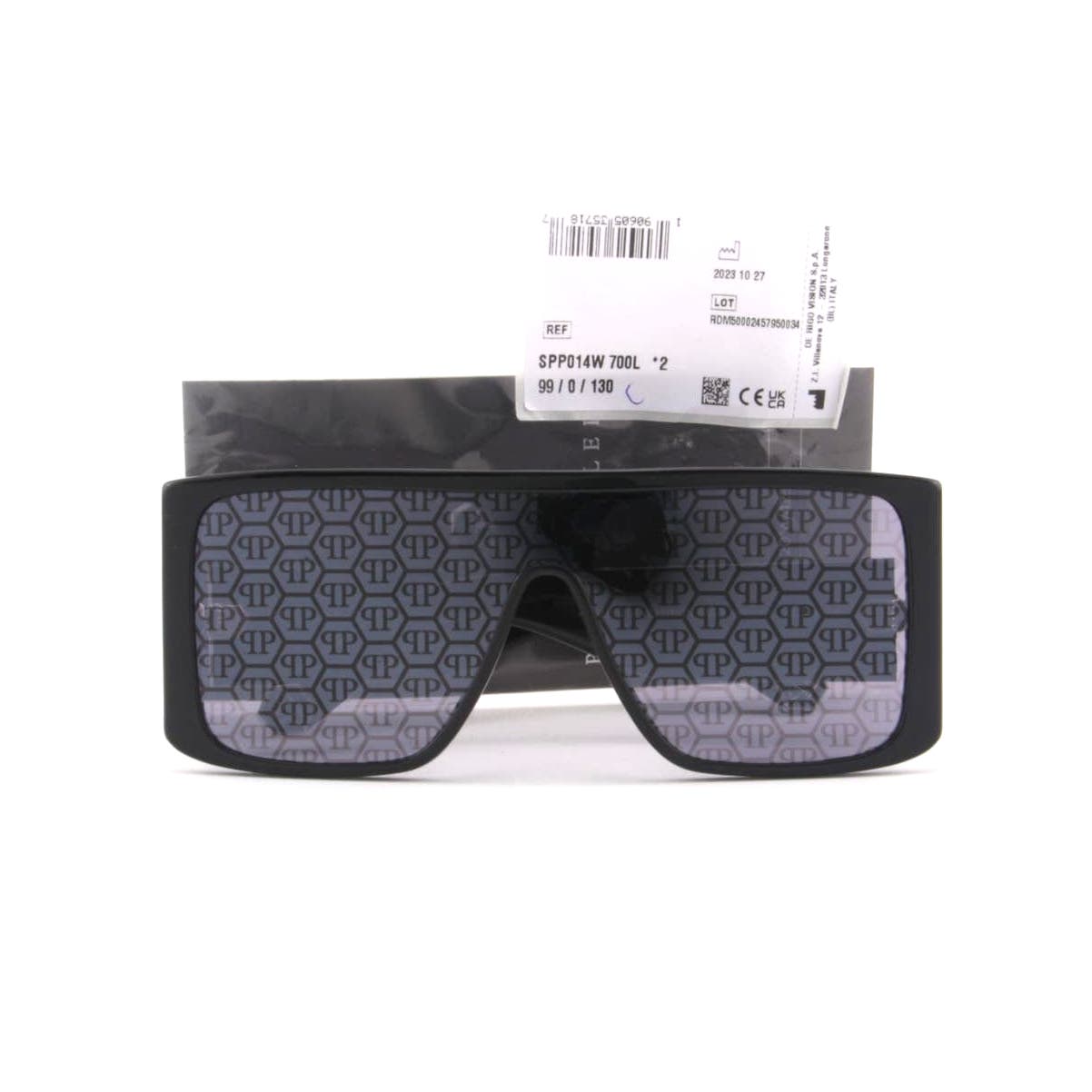 Men Rectangular Shield Sunglasses SPP014W-700L Black & Silver