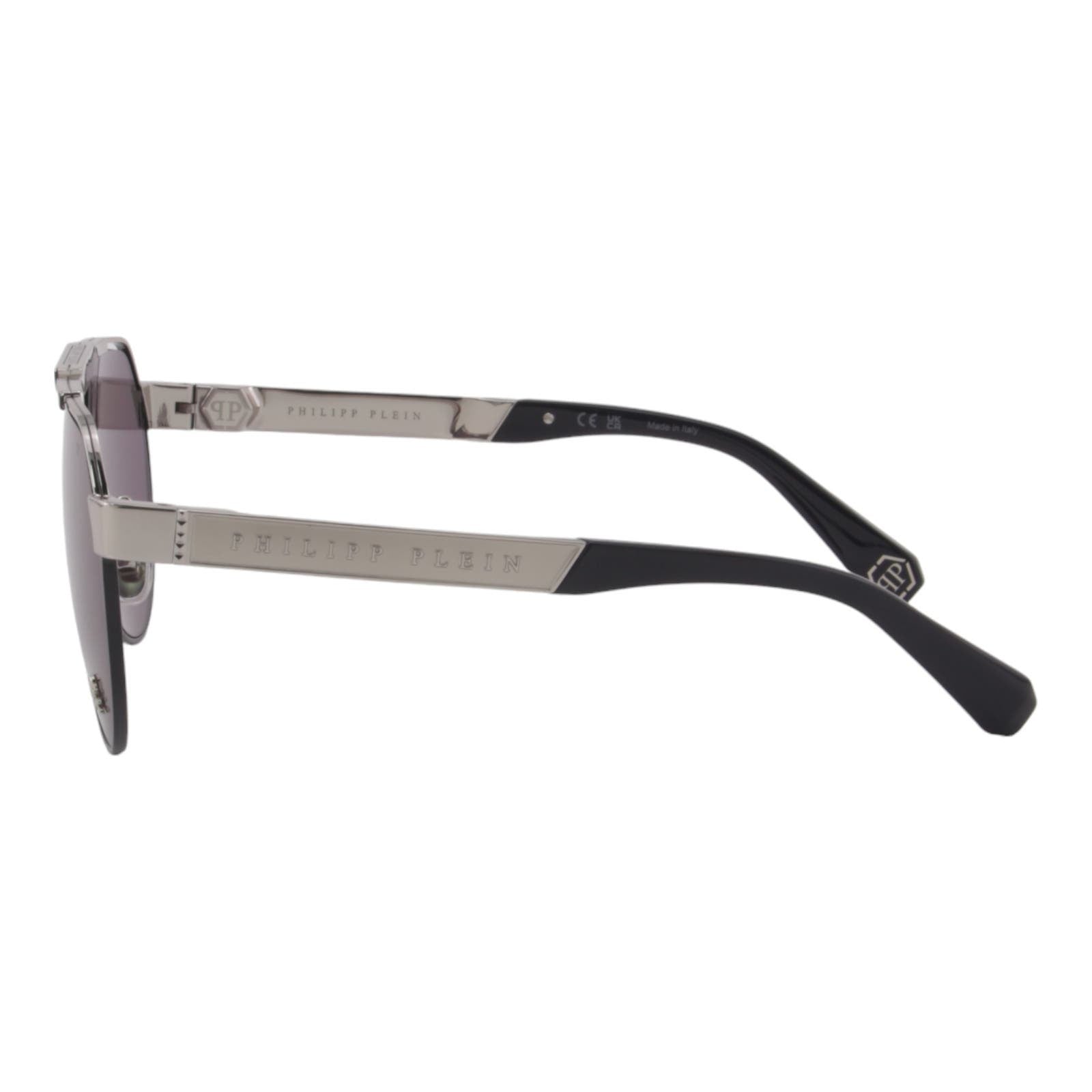 Men Aviator Sunglasses SPP073M-0583 Black Silver Metal Frame & Gray Lens