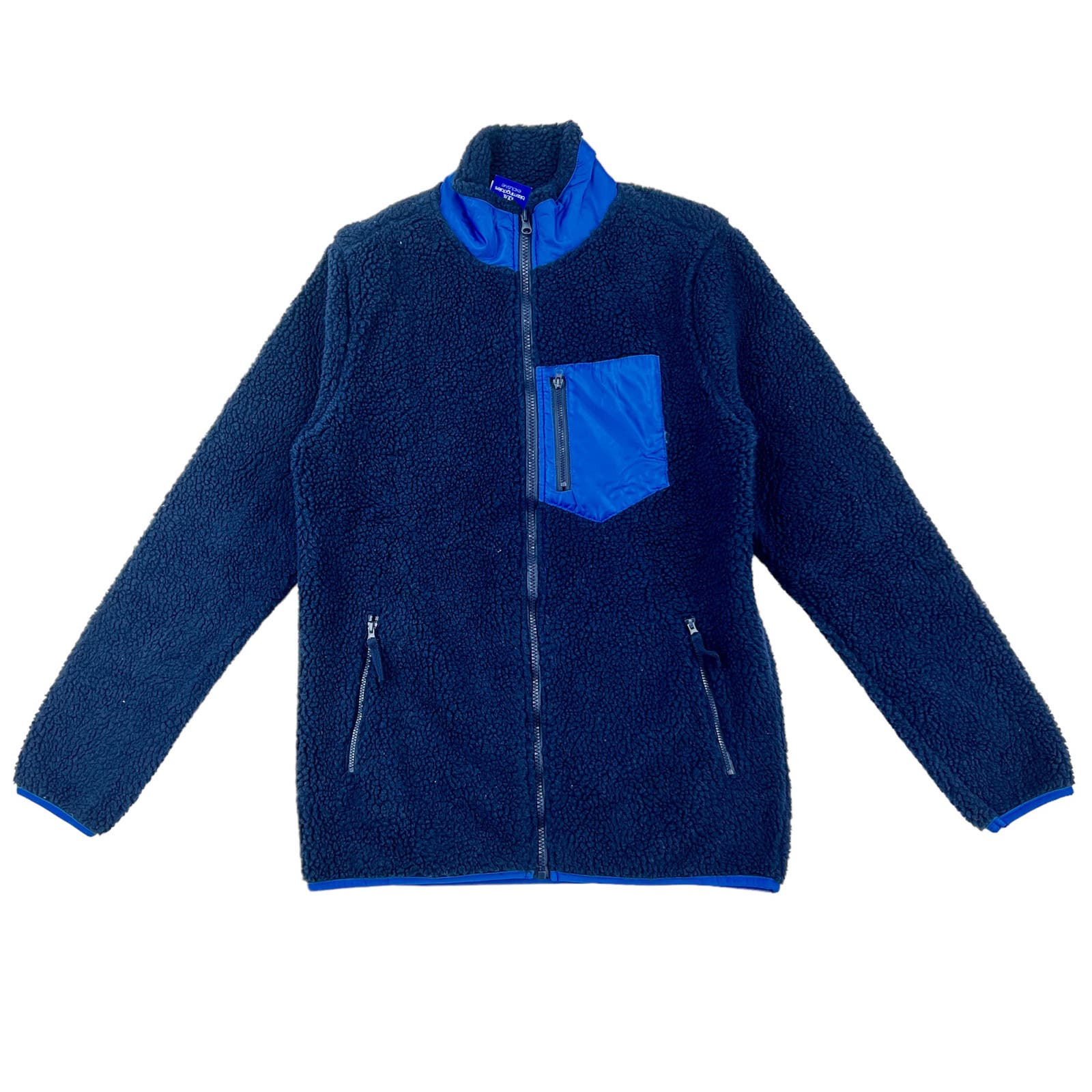 Pacific & Park Men US S Navy Blue Sherpa Zip-Up Fleece Jacket