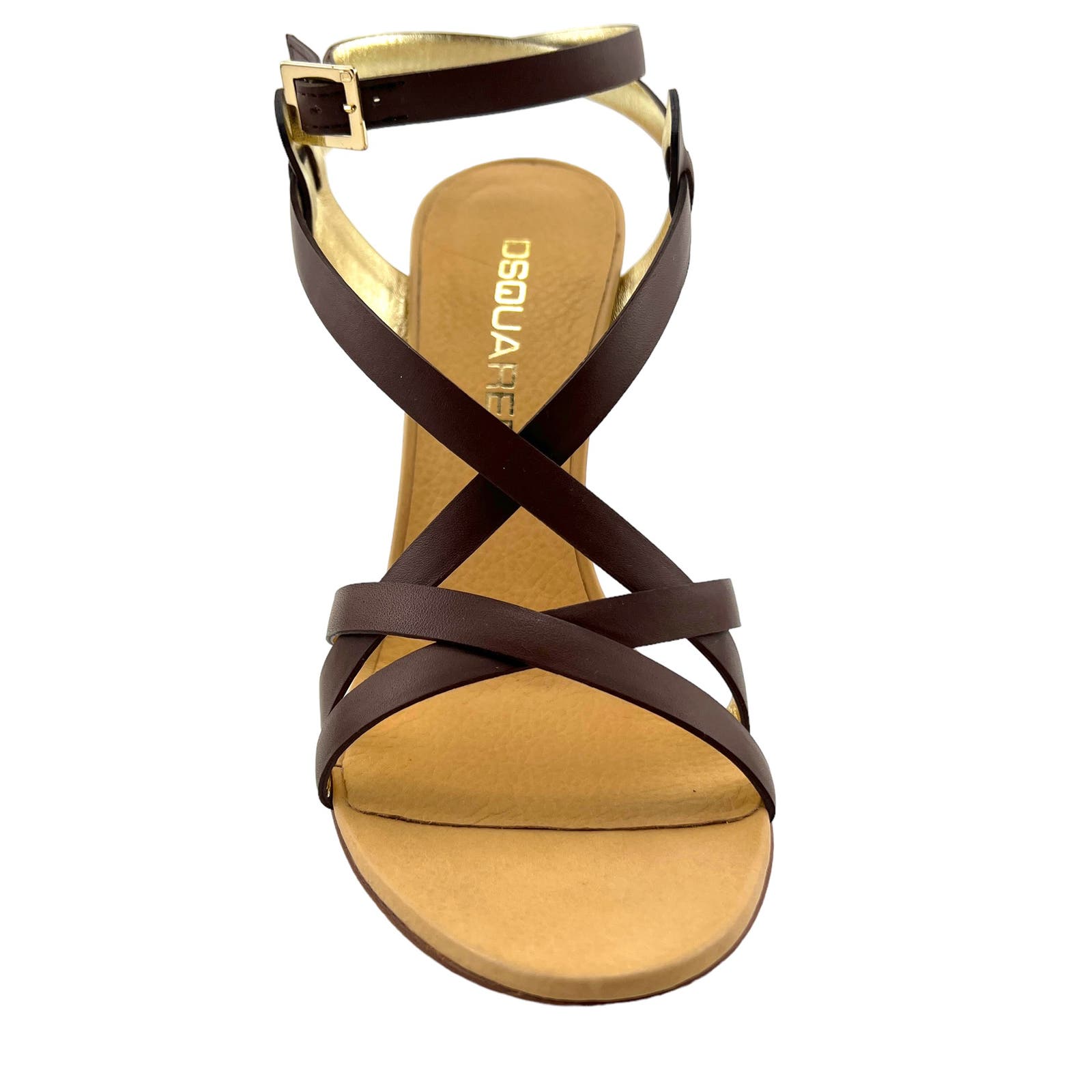 DSQUARED2 Women US 8 Brown Leather Ankle Strap Stiletto Pump Sandals