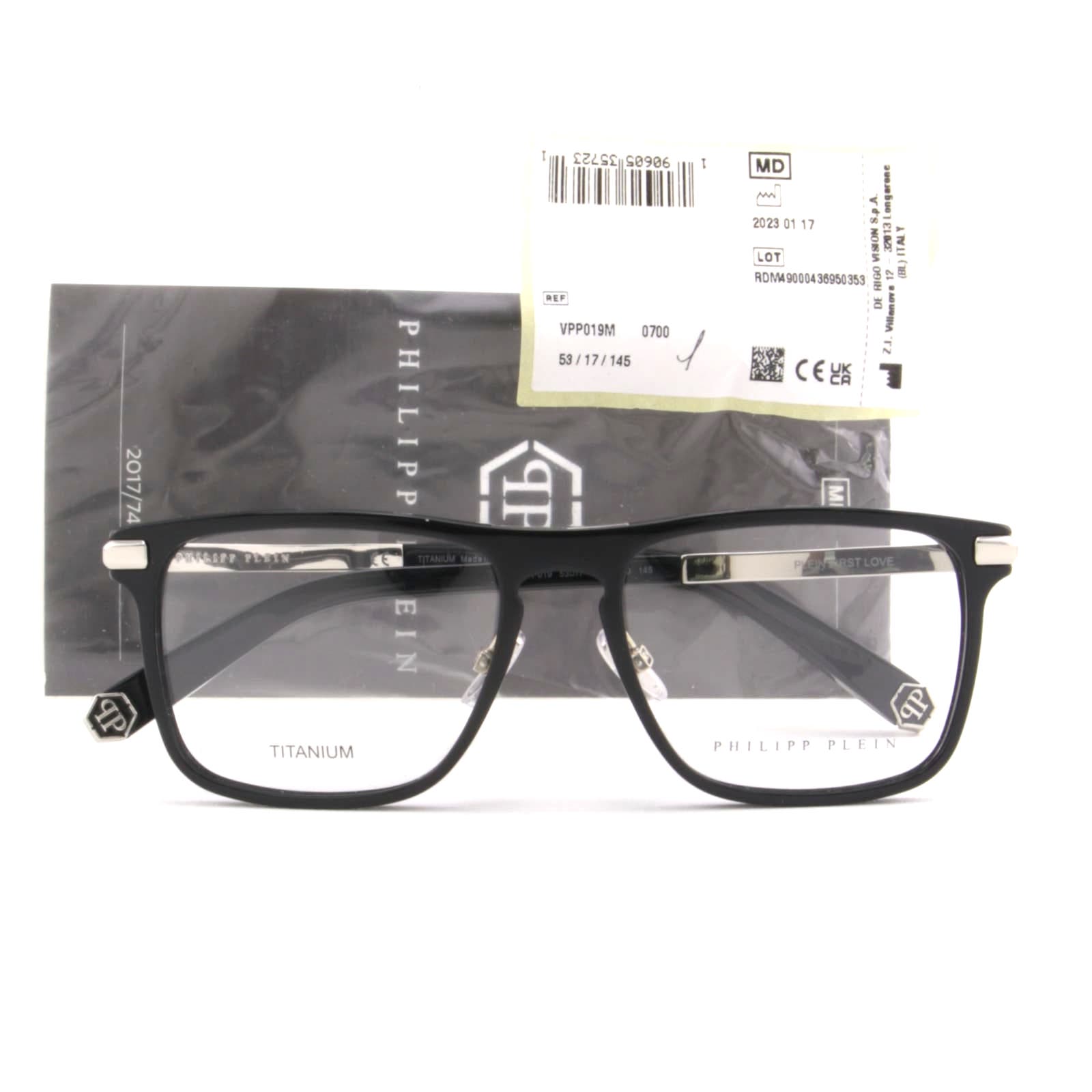 Men Glasses VPP019M-0700 Black Square & Silver Titanium Frame