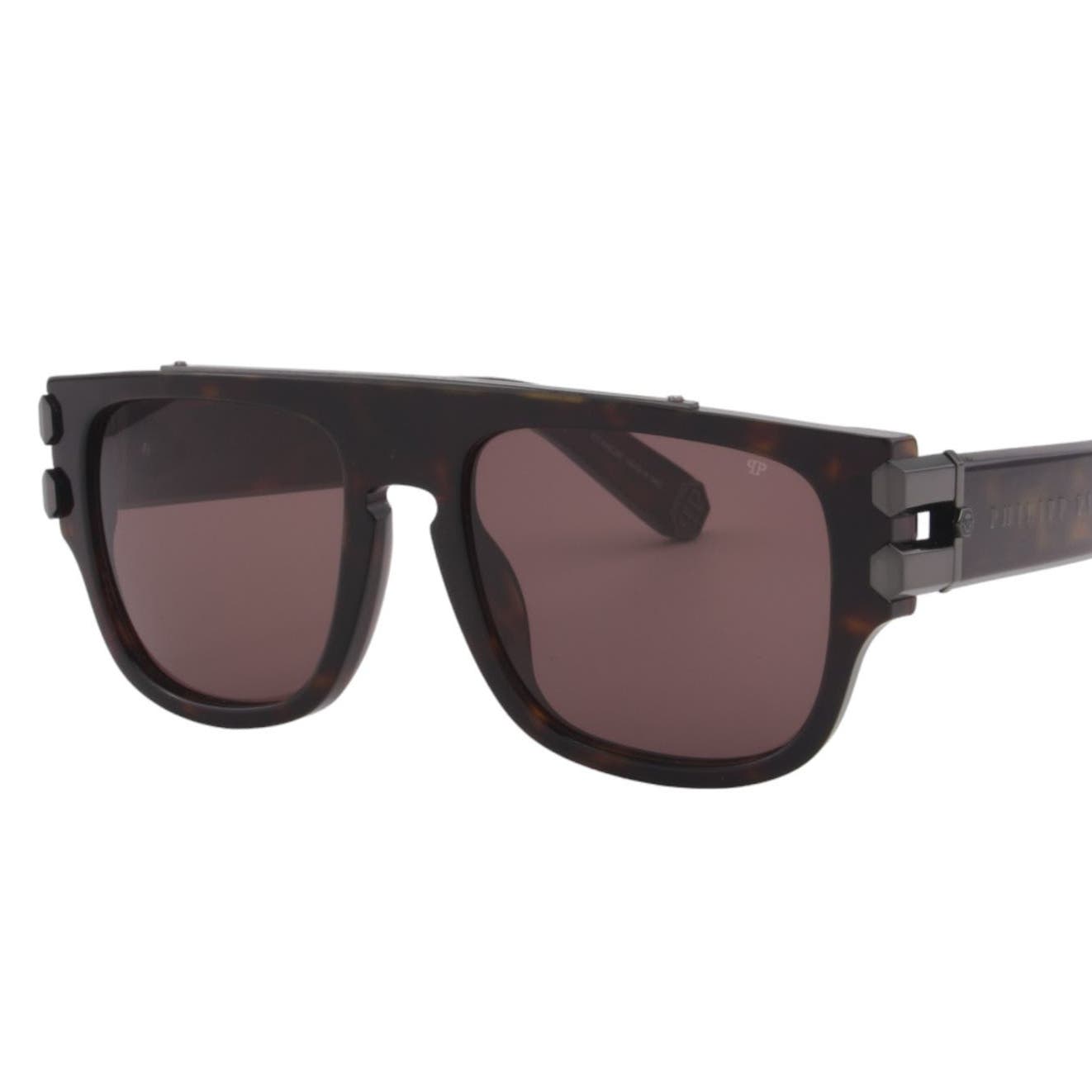 Men Titanium Square Sunglasses SPP011M-0722 Havana Brown & Gunmetal