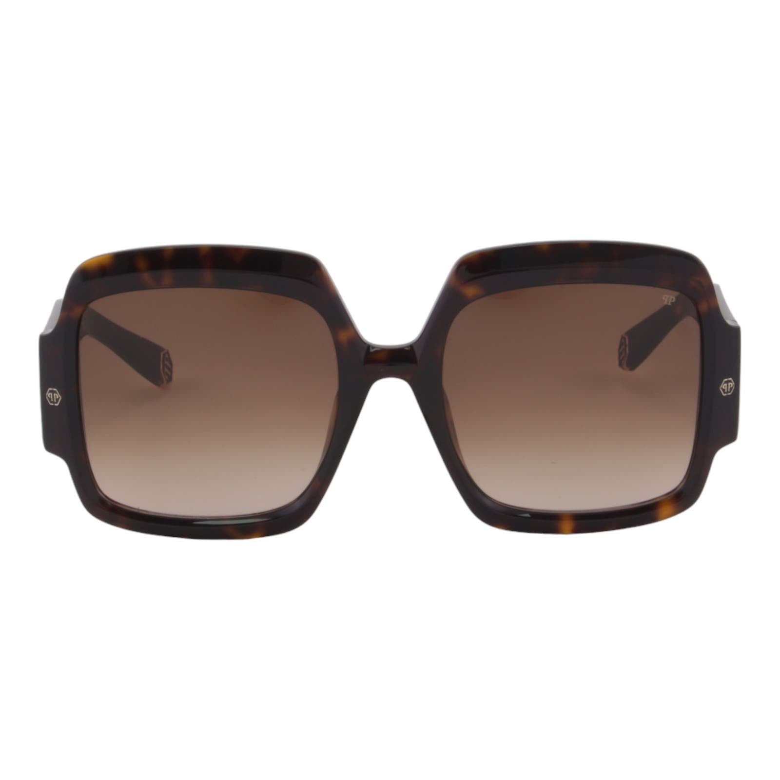 Women Oversized Square Sunglasses SPP038M-0722 Havana Brown & Gold