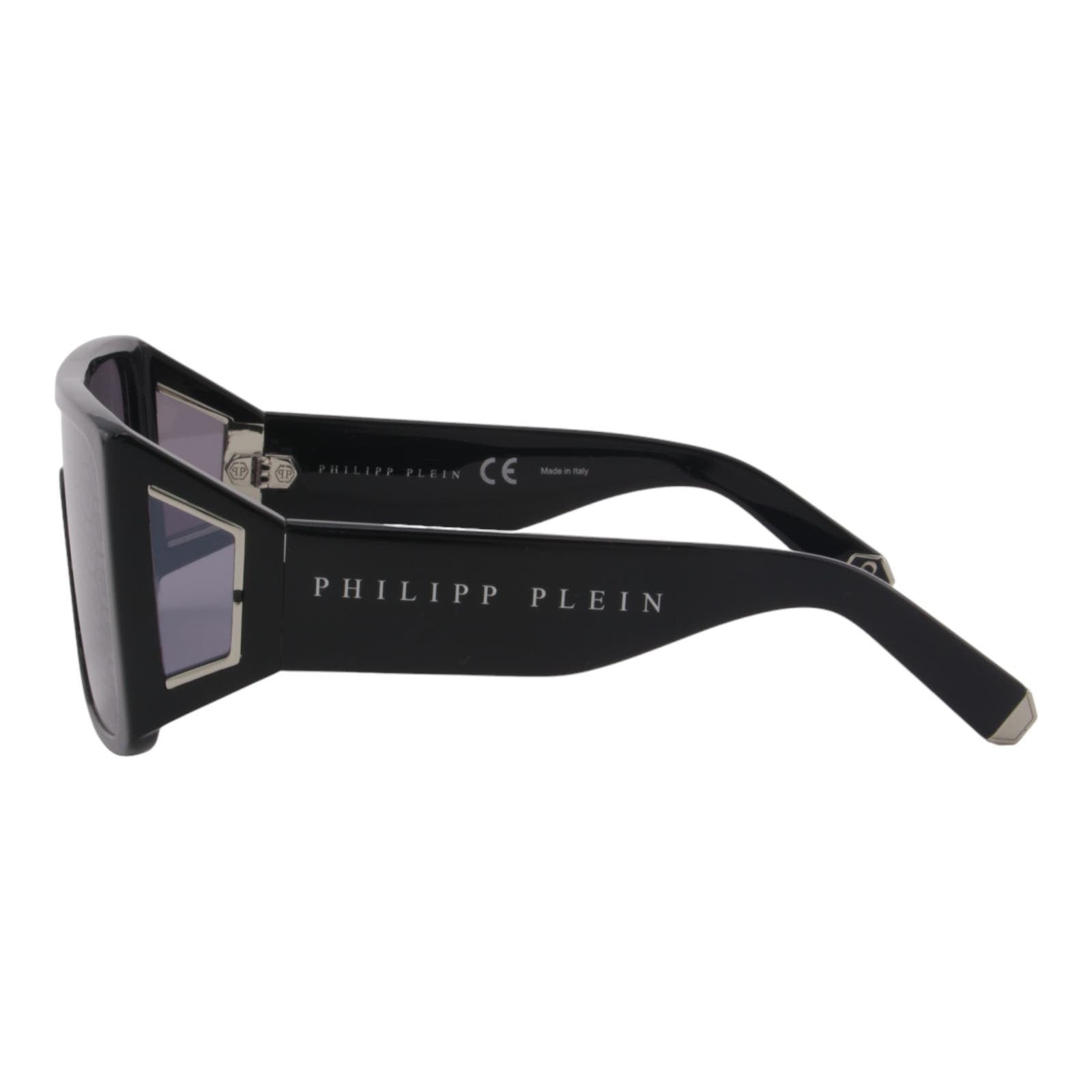 Men Rectangular Shield Sunglasses SPP014W-700L Black & Silver