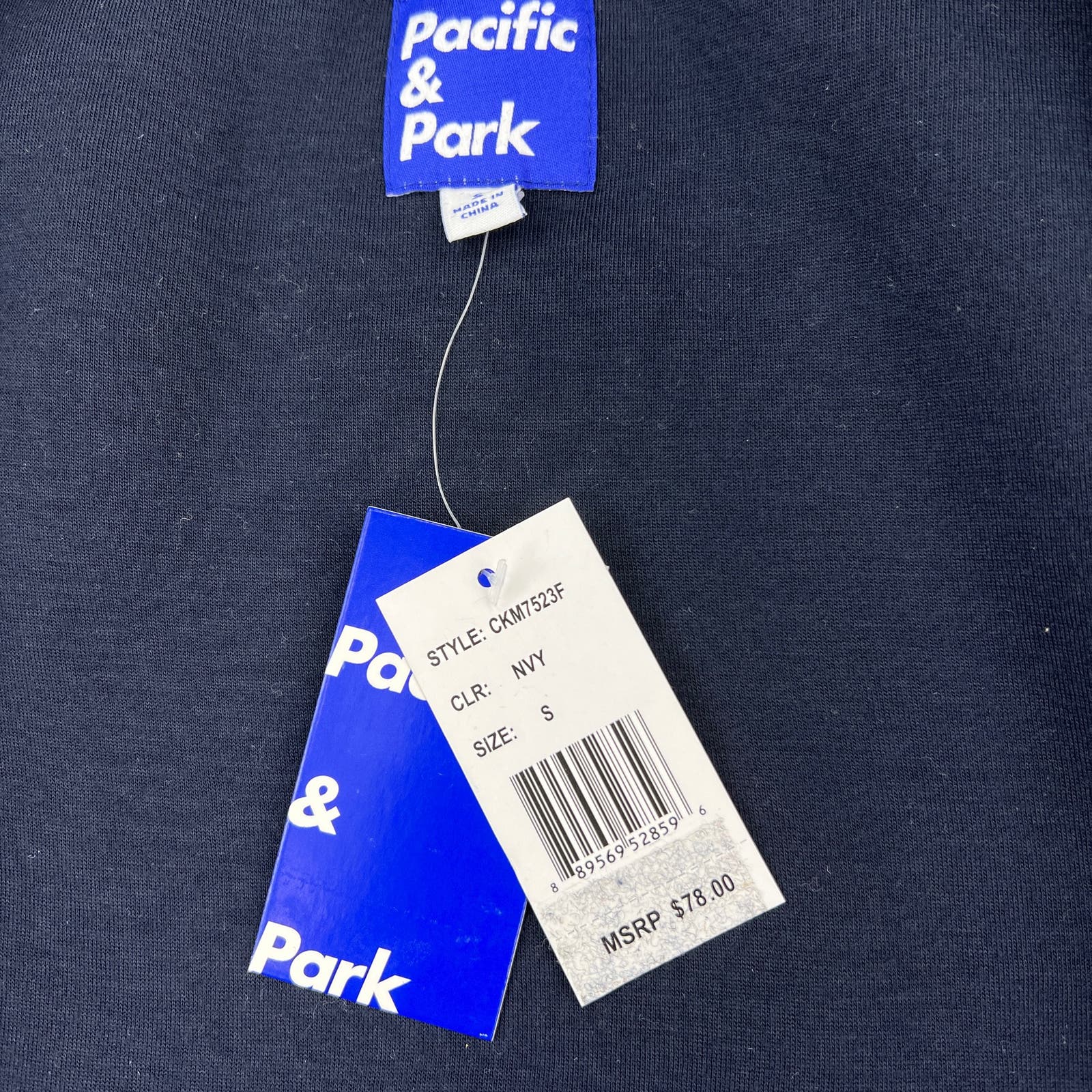 Pacific & Park Men US S Navy Blue Sherpa Zip-Up Fleece Jacket