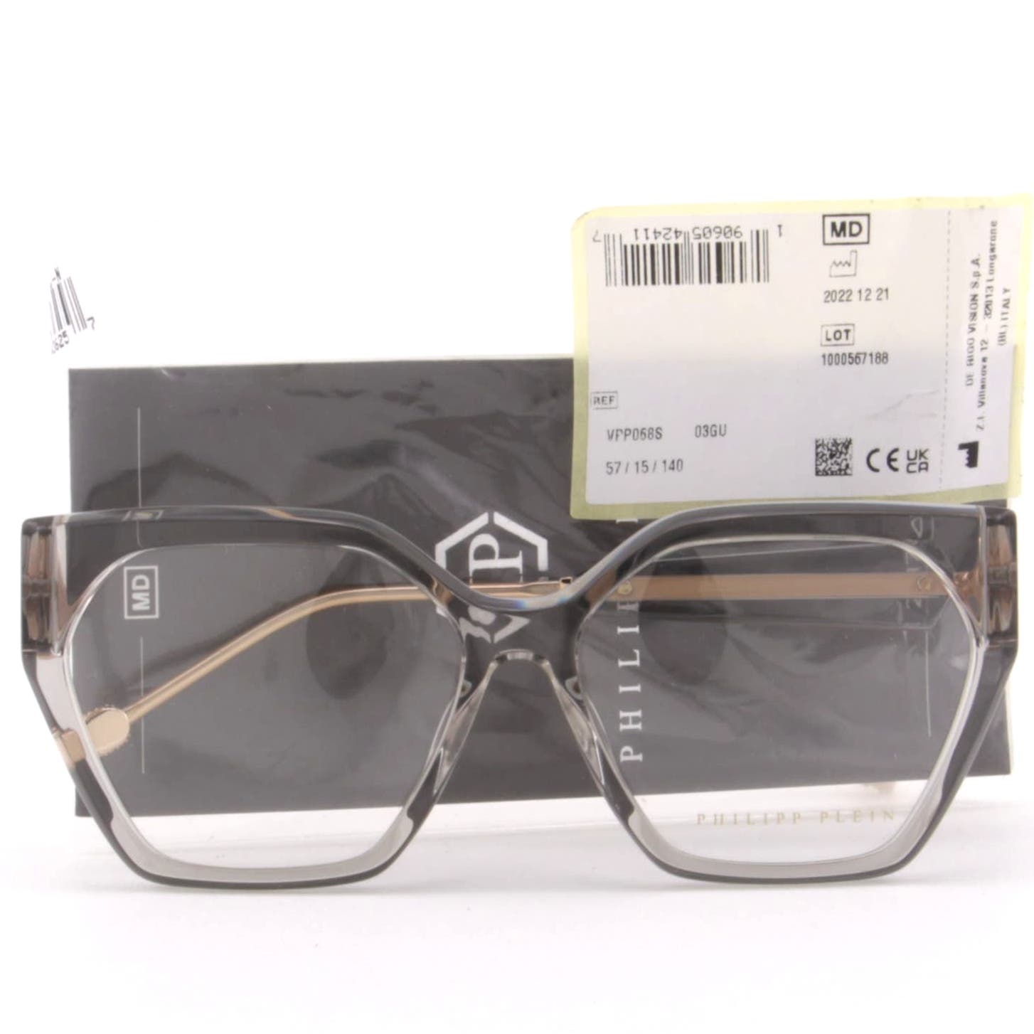 Oversized Women Glasses VPP068S-03GU Gray Transparent Cat-Eye Optical Frame
