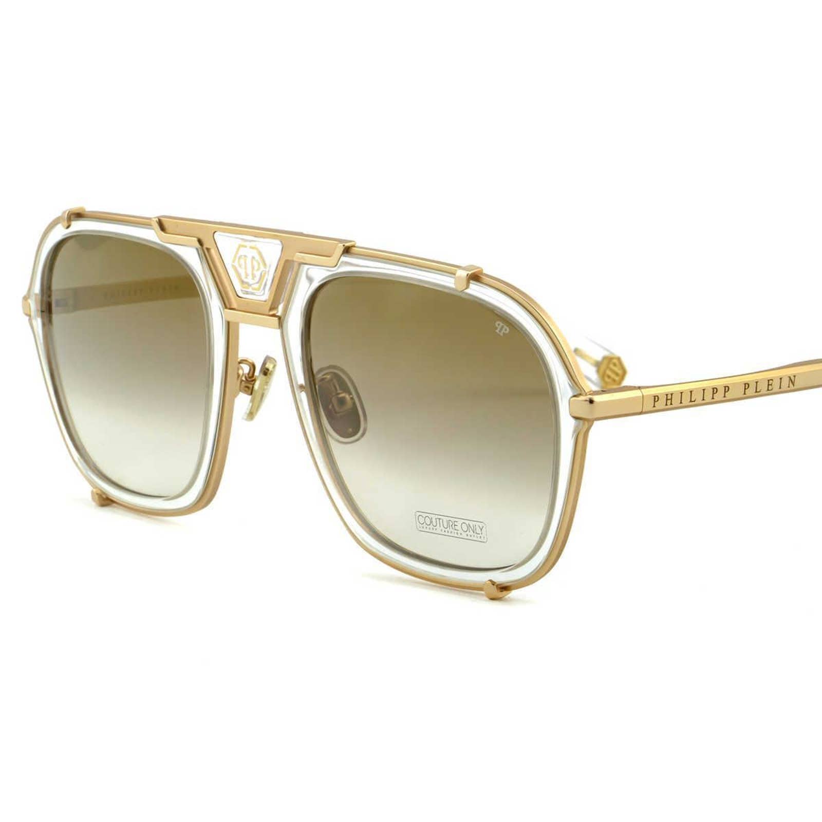 Men Square Aviator Gold Titanium Sunglasses SPP010M