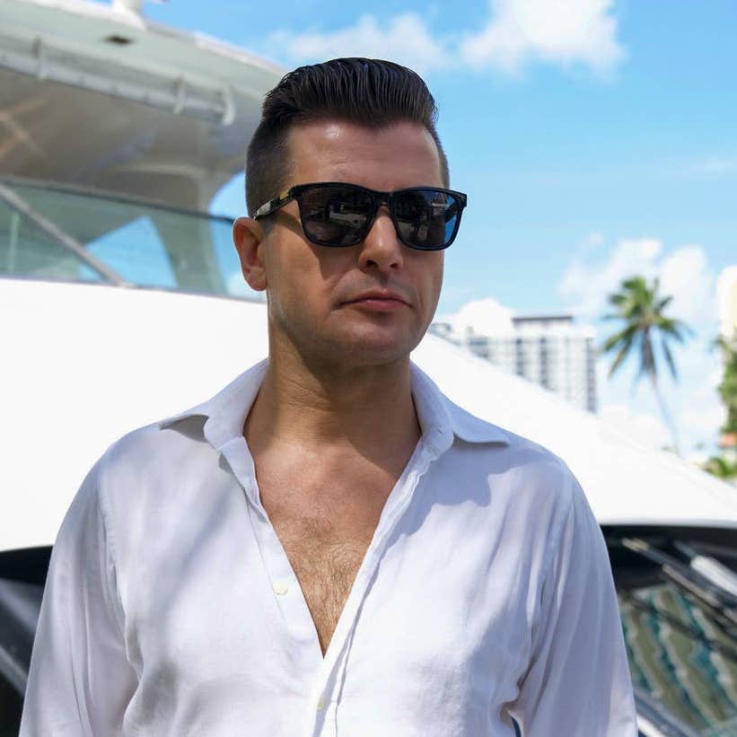 Men Black Square Sunglasses GG0746S-001 Gray Lens