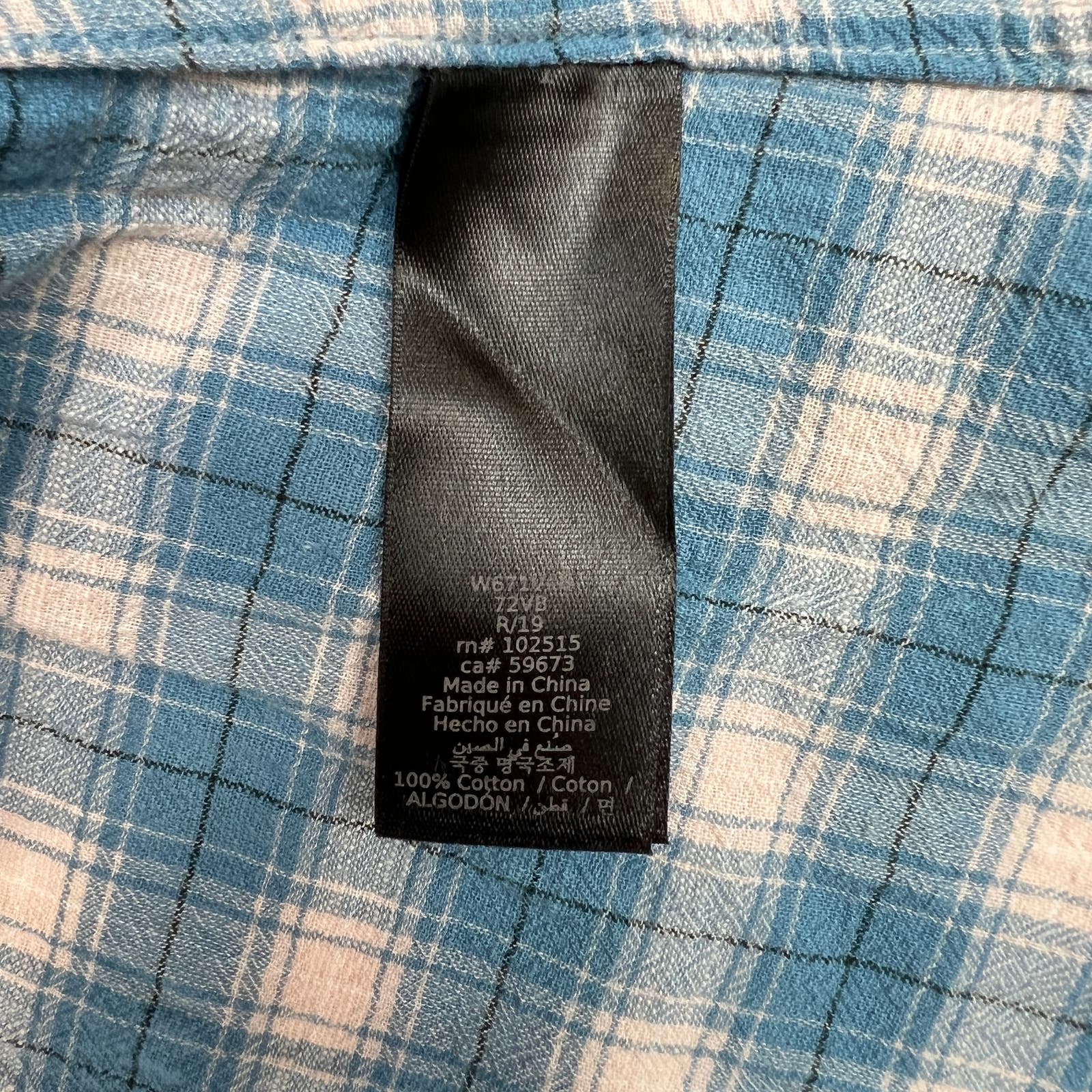 John Varvatos Men Blue White Plaid Shirt US XL Long Sleeve Button Down