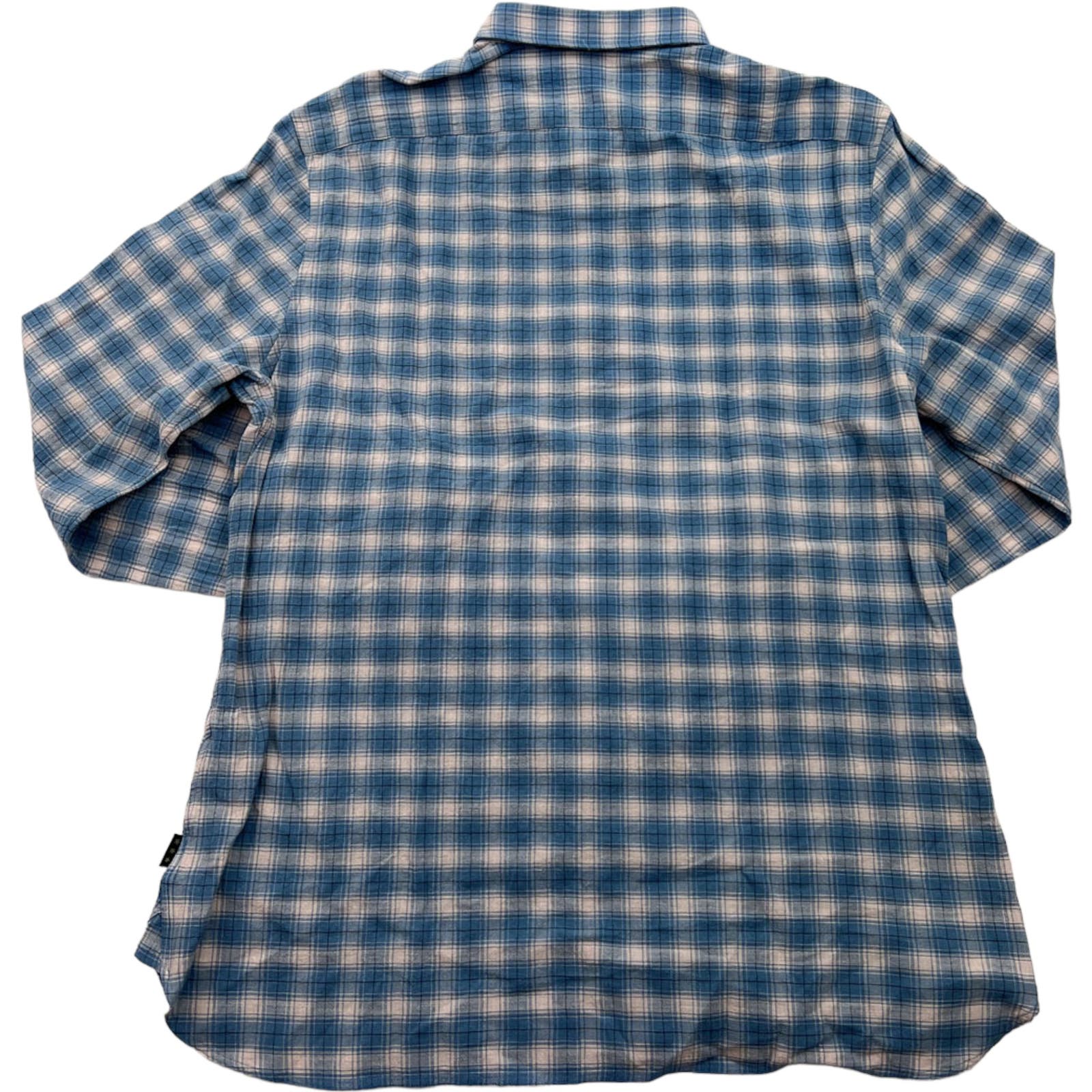 John Varvatos Men Blue White Plaid Shirt US XL Long Sleeve Button Down