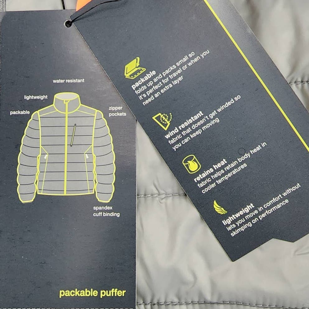 Xersion Men Puffer Winter Lightweight Jacket US L Water Wind Resistant