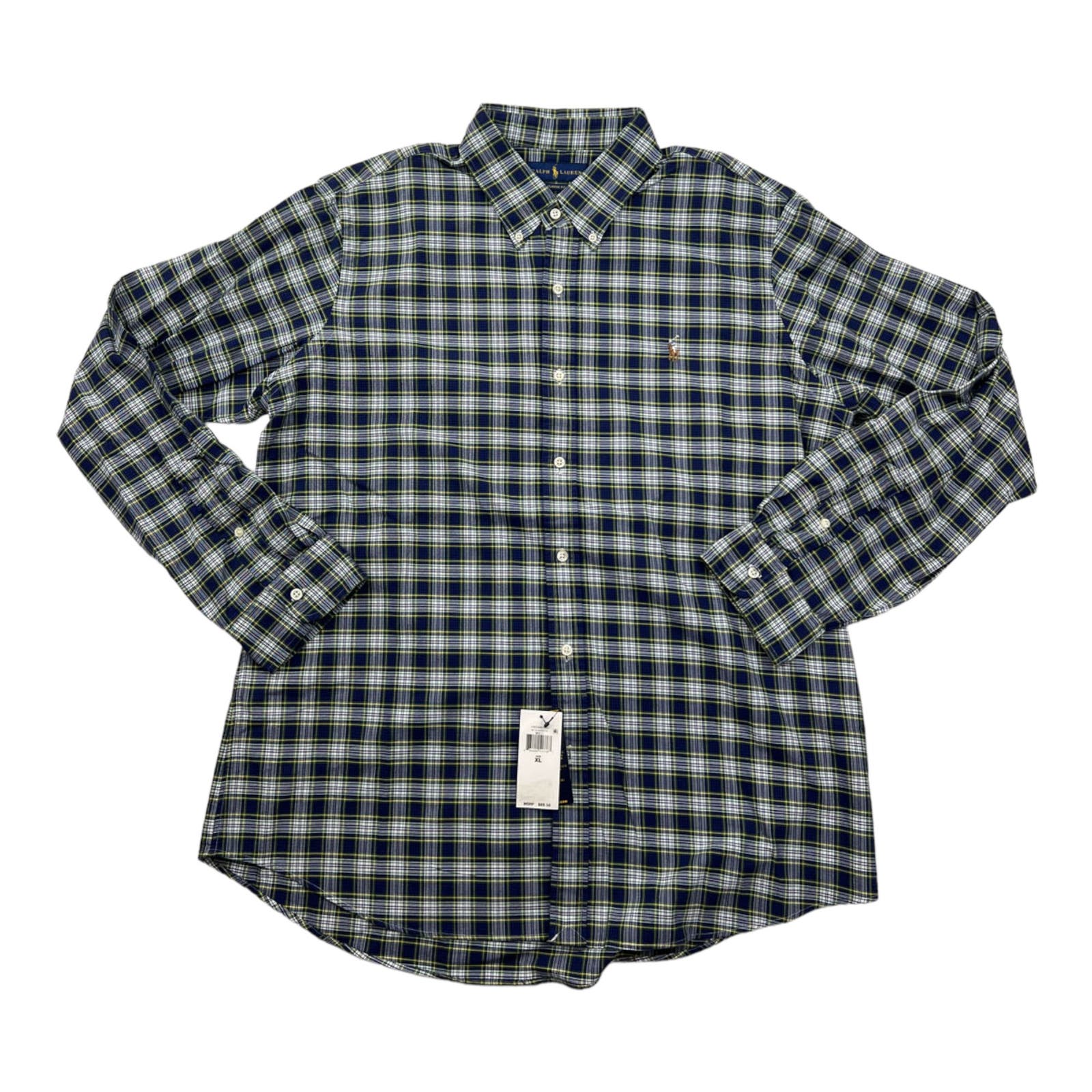 Ralph Lauren Men Blue Plaid Shirt US XL Long Sleeve Button Down