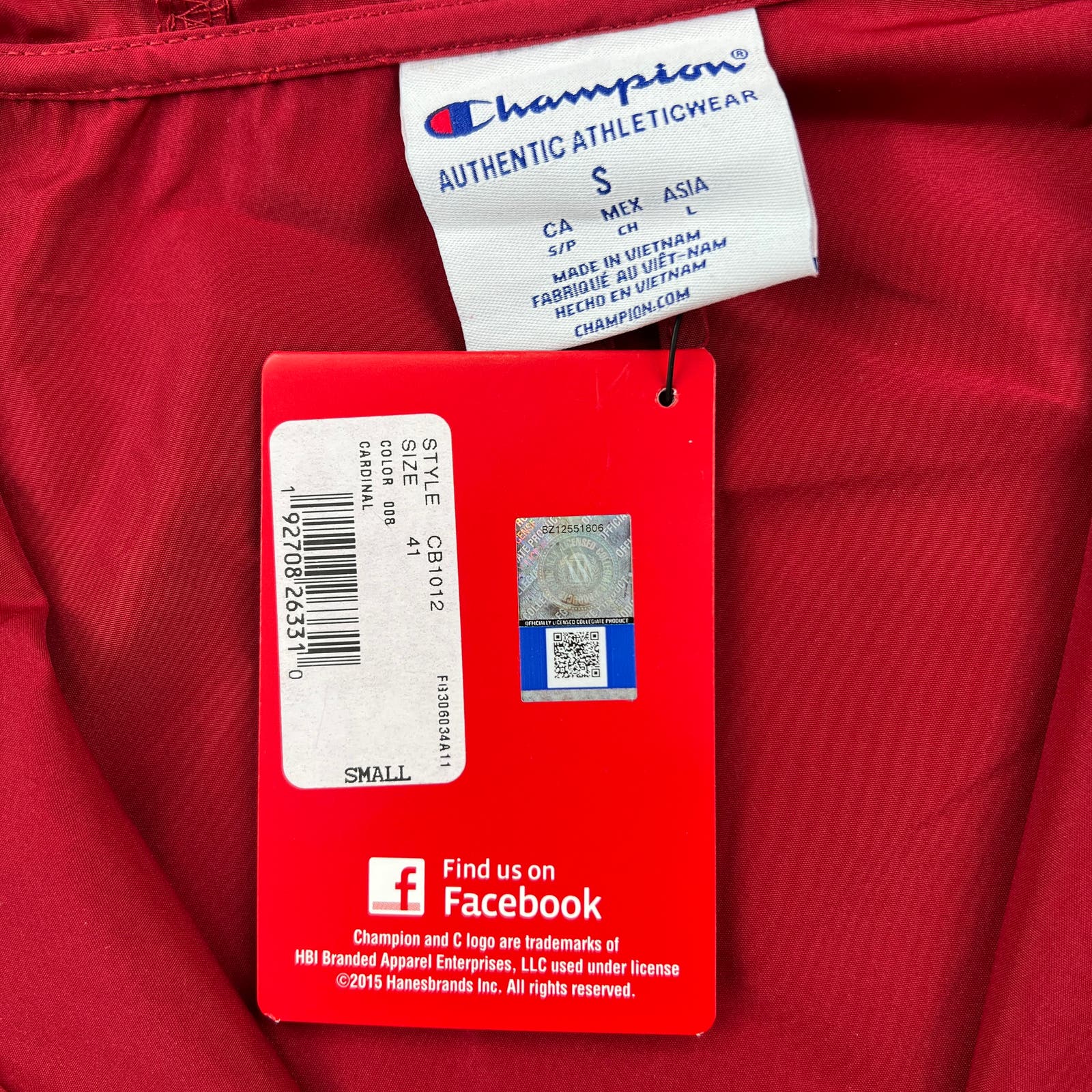 Champion Men Red Packable Jacket US S Lightweight Hooded Windbreaker