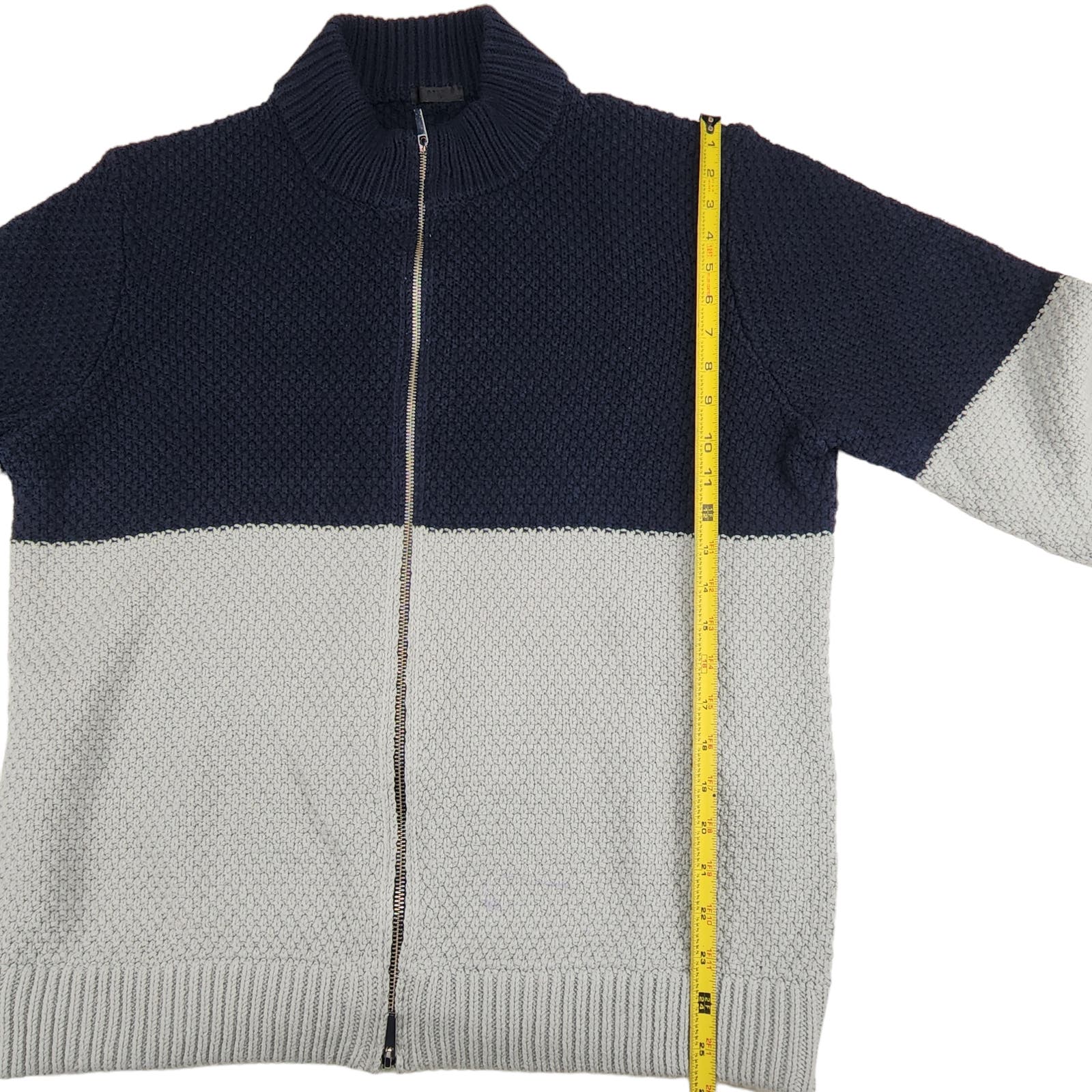ATM Men Sweater US XXL Navy Blue Mock Neck Zip Up Cardigan Jacket