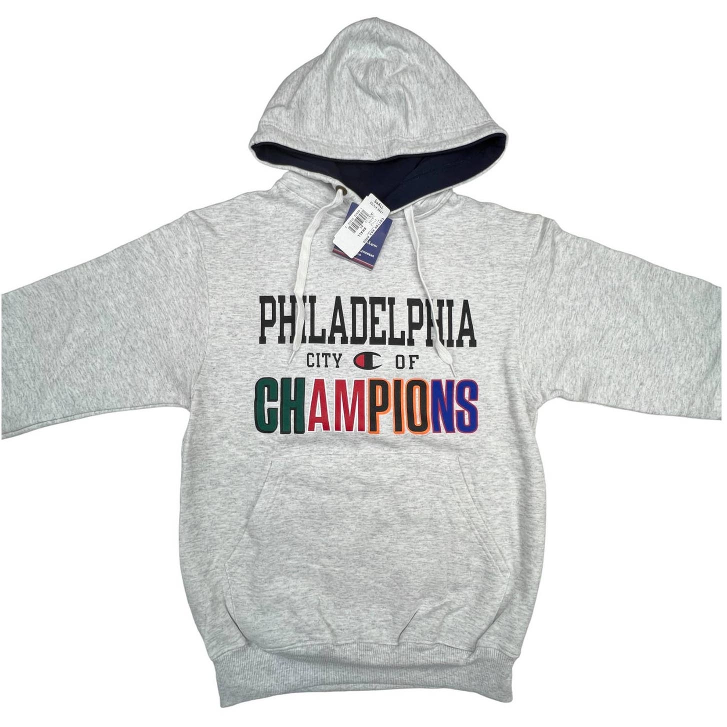 Champion Men Grey Hoody US S Printed Long Sleeve