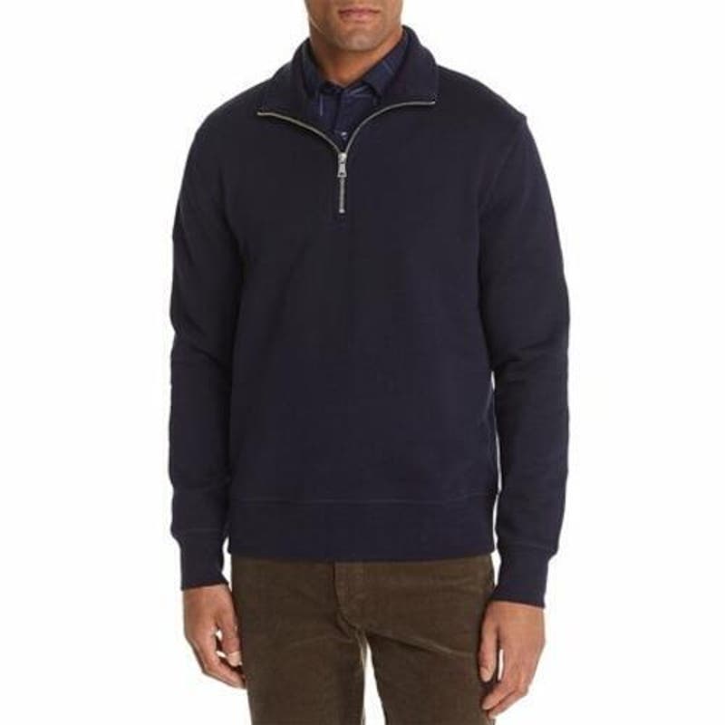 Bloomingdale's Factory Men Navy Sweater US L Half Zip Fleece