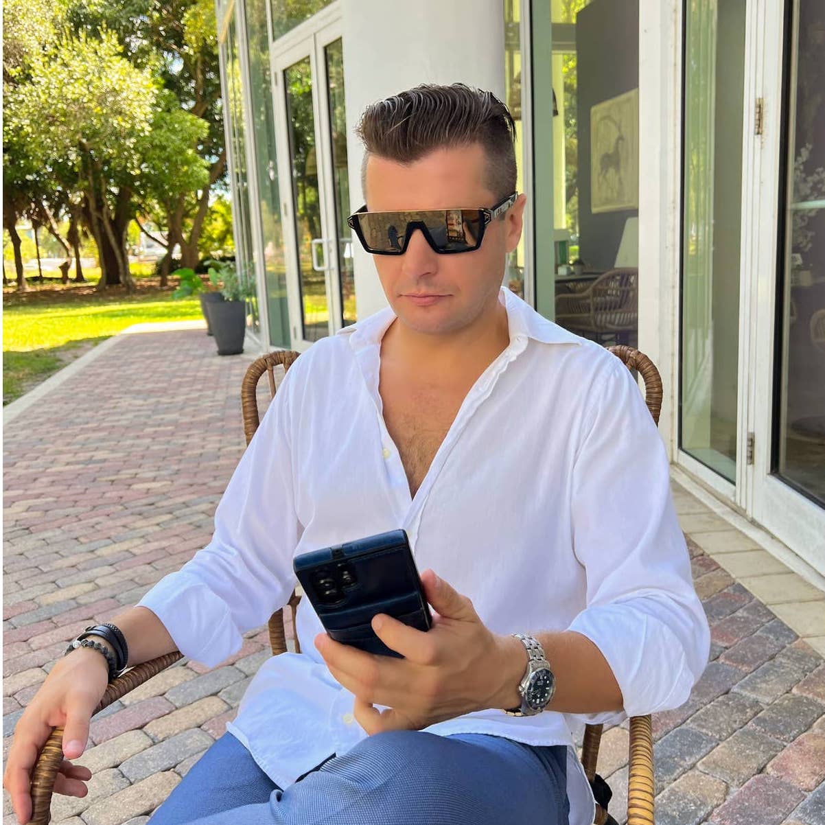 Men Square Shield Black Sunglasses SPP006M-700G Gold
