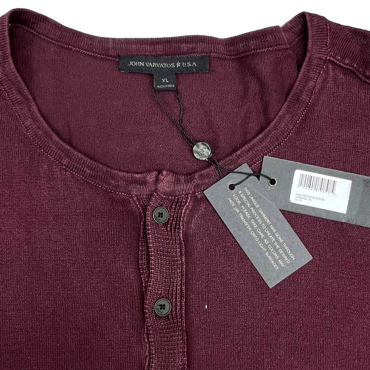 John Varvatos Men Red Sweatshirt US XL Crew Neck Long Sleeve