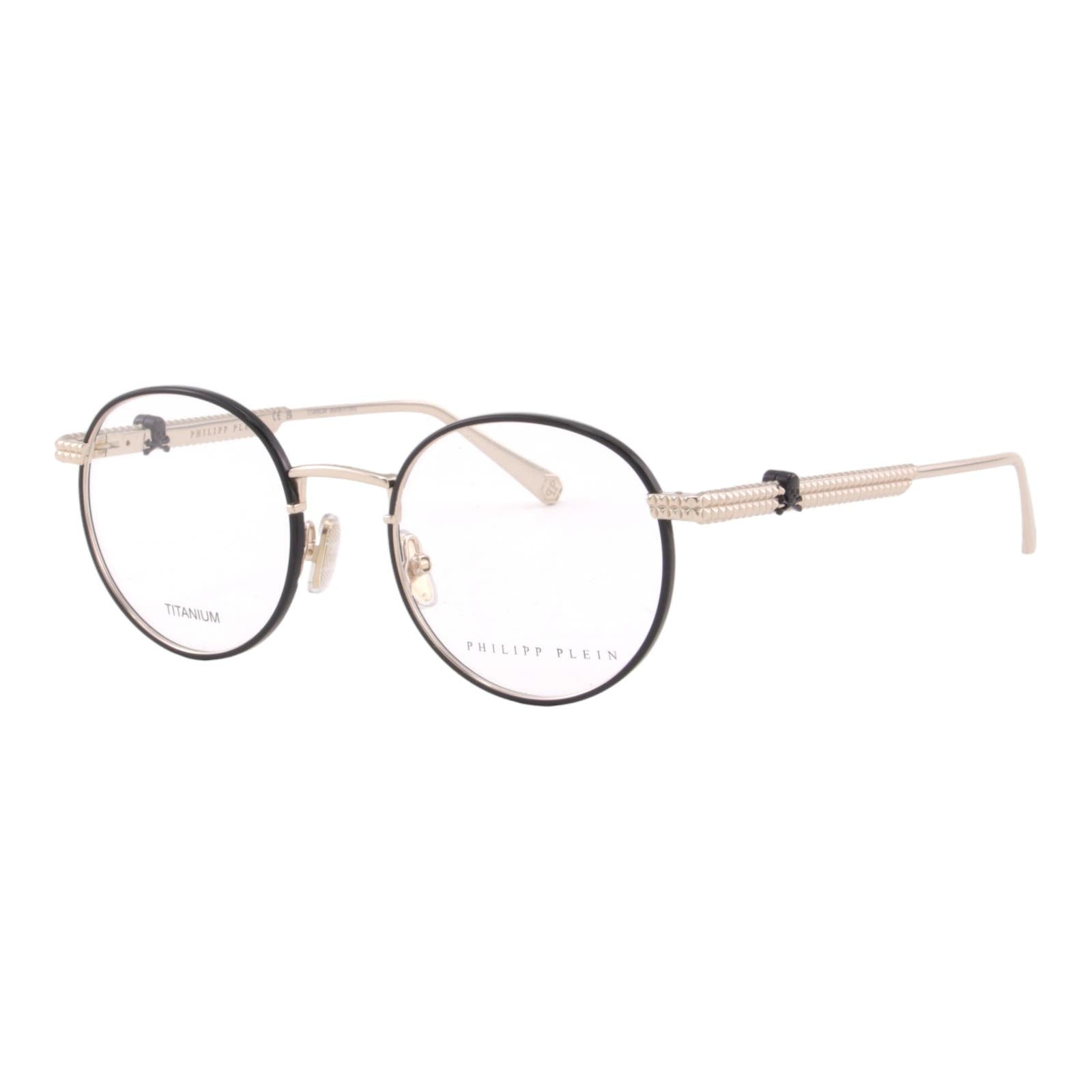 Women Round Glasses VPP061V-0300 Black & Gold Titanium Optical Frame