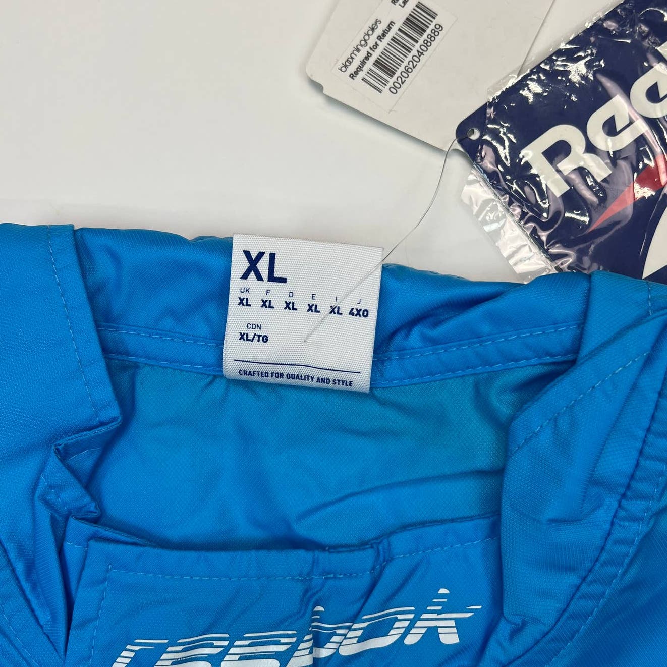 Reebok Classic Men Blue Windbreaker US XL Track Jacket Zip Up