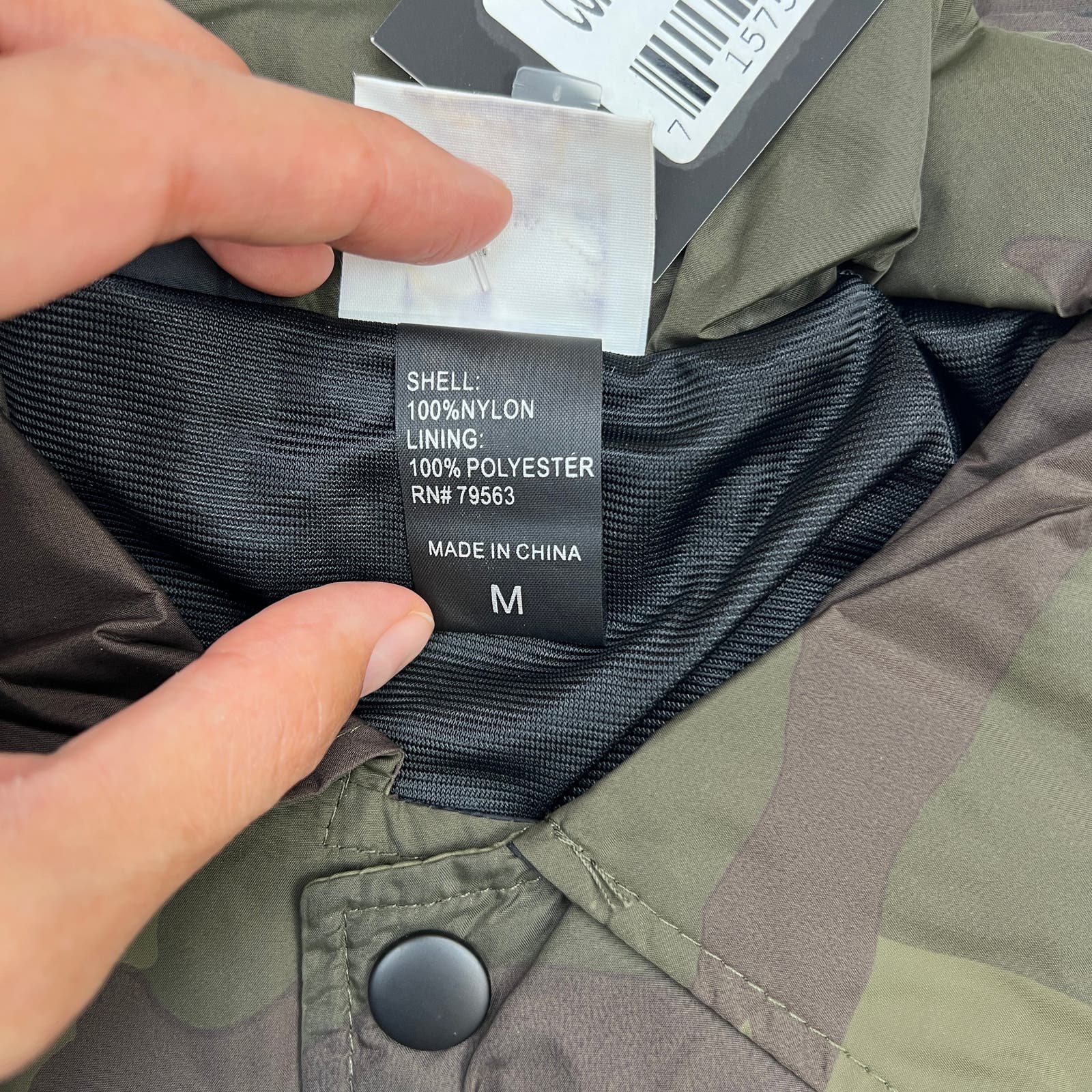 Smith Men Coaches Jacket US M Snap Front Olive Camo Windbreaker Beimar