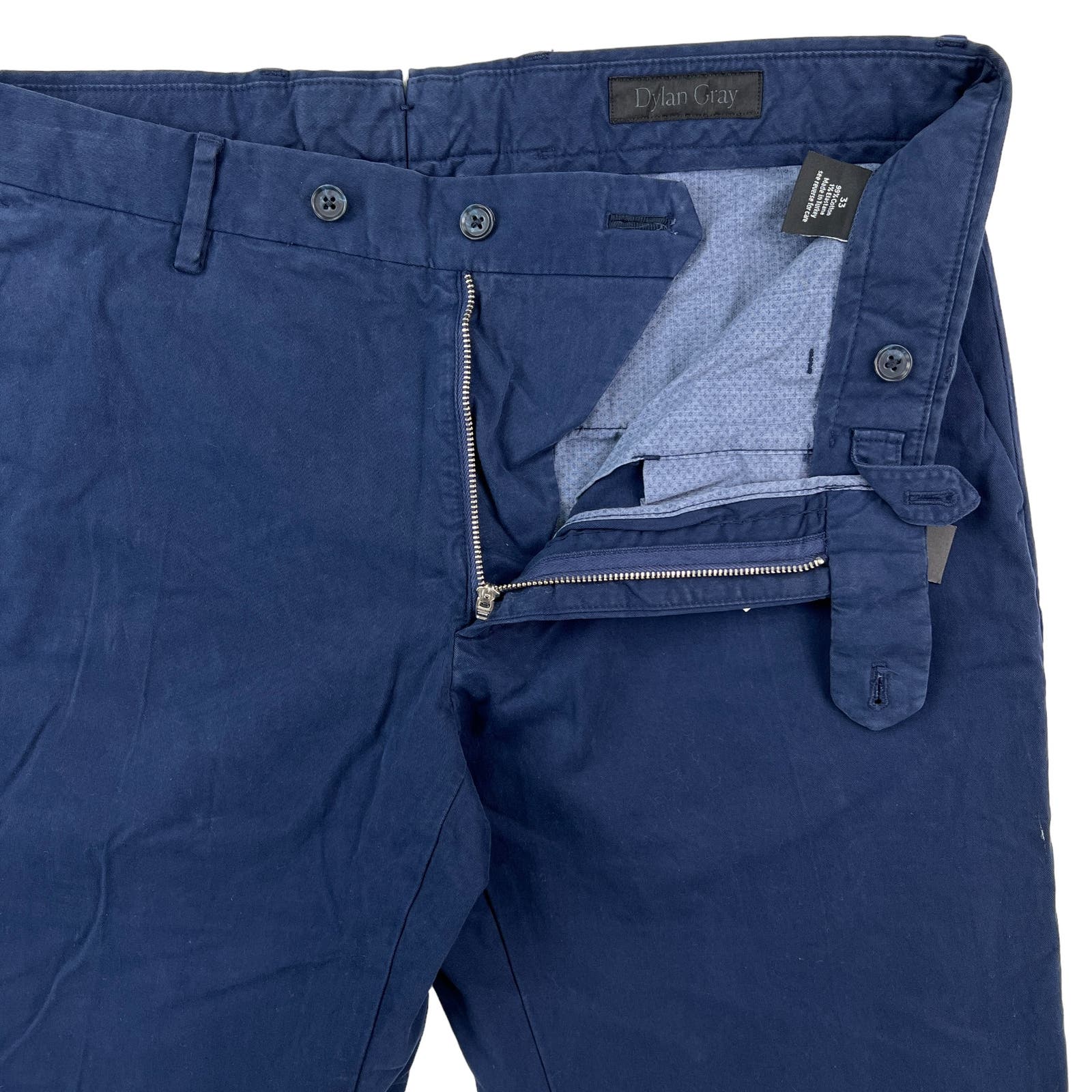 Dylan Gray Men Navy Blue Chinos Pants Slash Pockets Classic EU 33