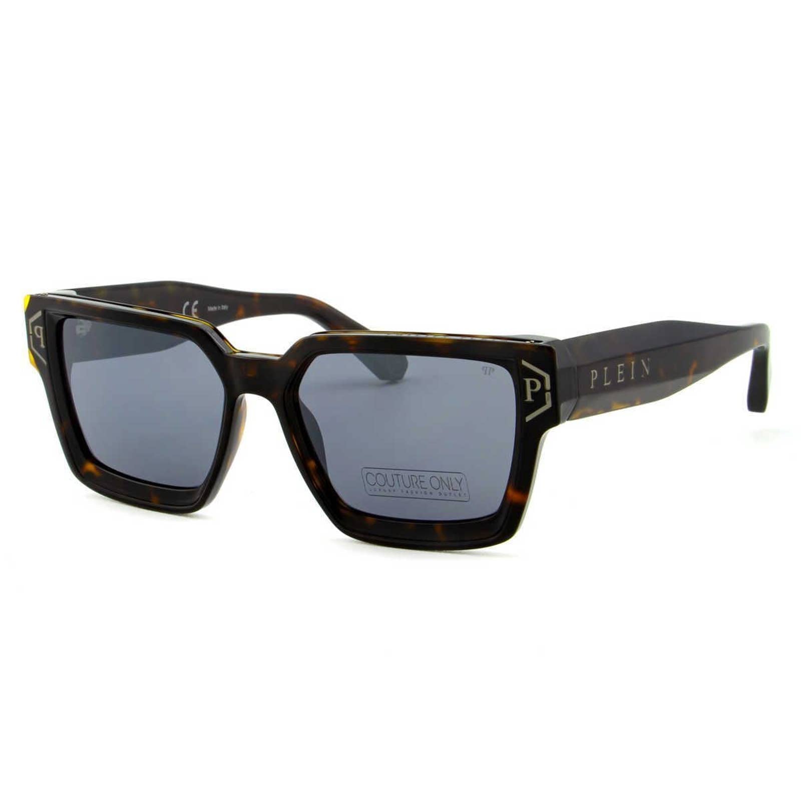 Men Havana Brown Square Sunglasses SPP005M-722X Havana Brown Acetate & Silver
