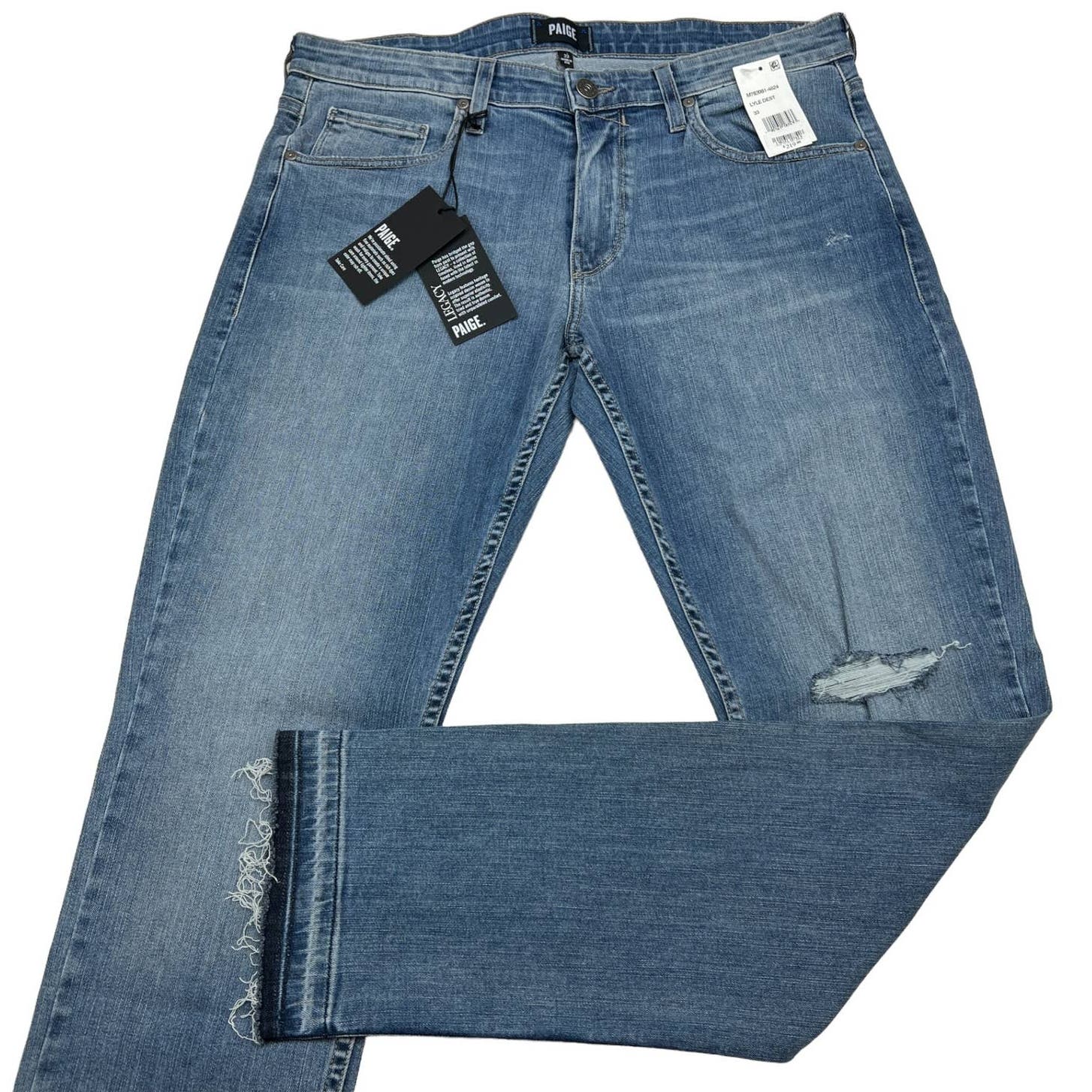 Paige Lennox Men Denim Blue Jeans US 33 Slim Skinny Ripped