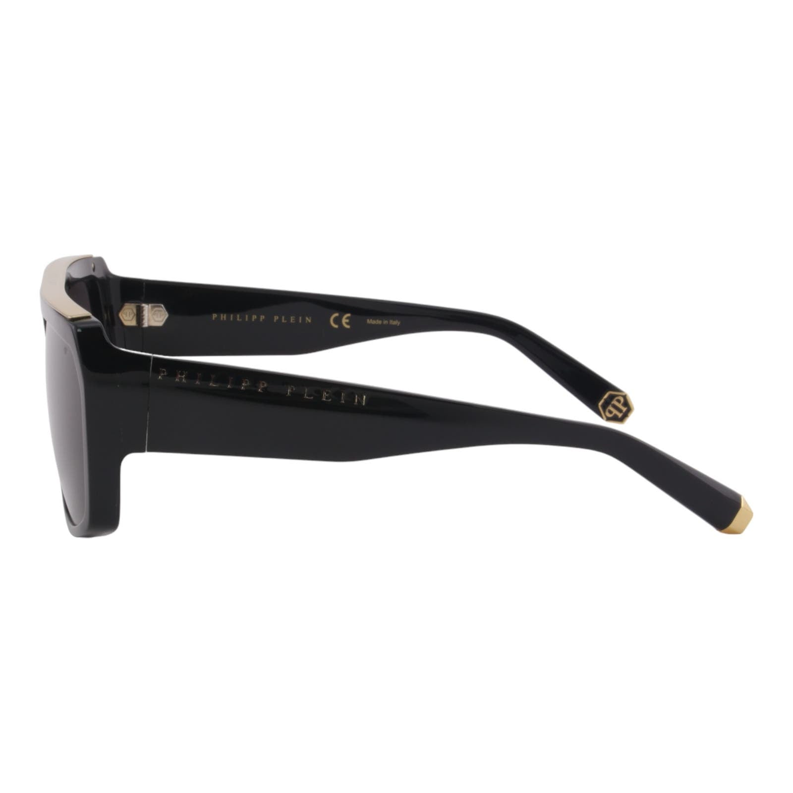 Men Designer Sunglasses SPP074-0700 Stylish Black Square Frame Gray Lens