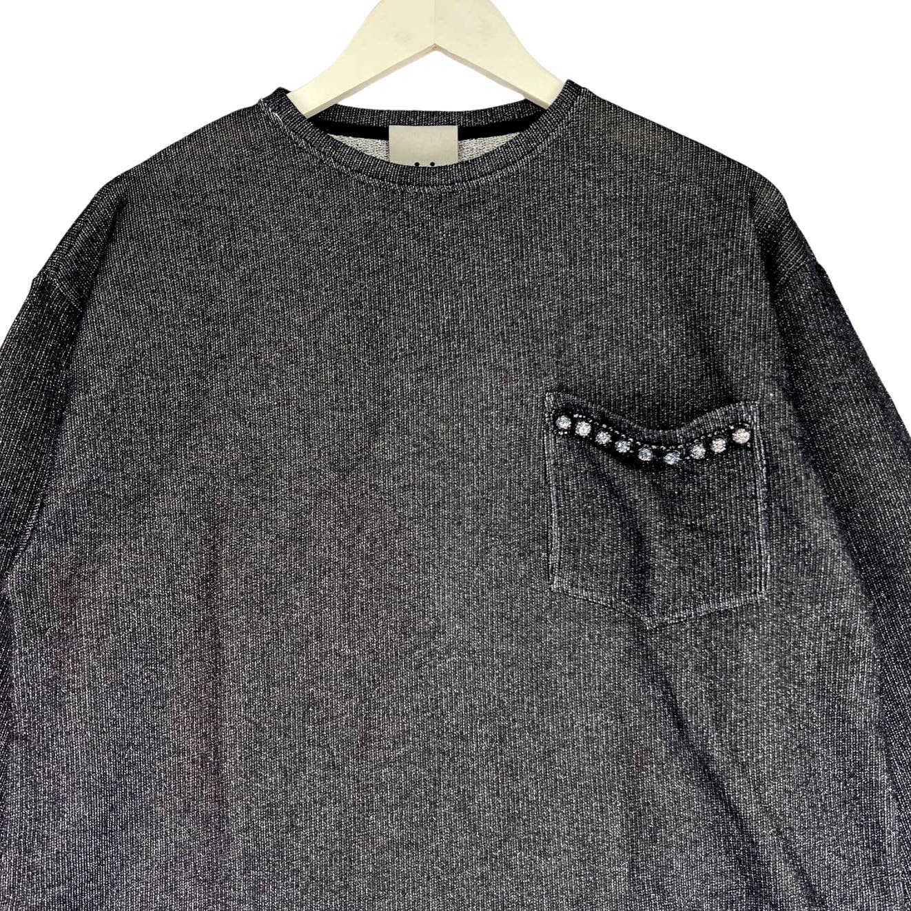 Jijil Women Nero Black Metallic Crew Neck EU 44 Long Sleeve Sweatshirt