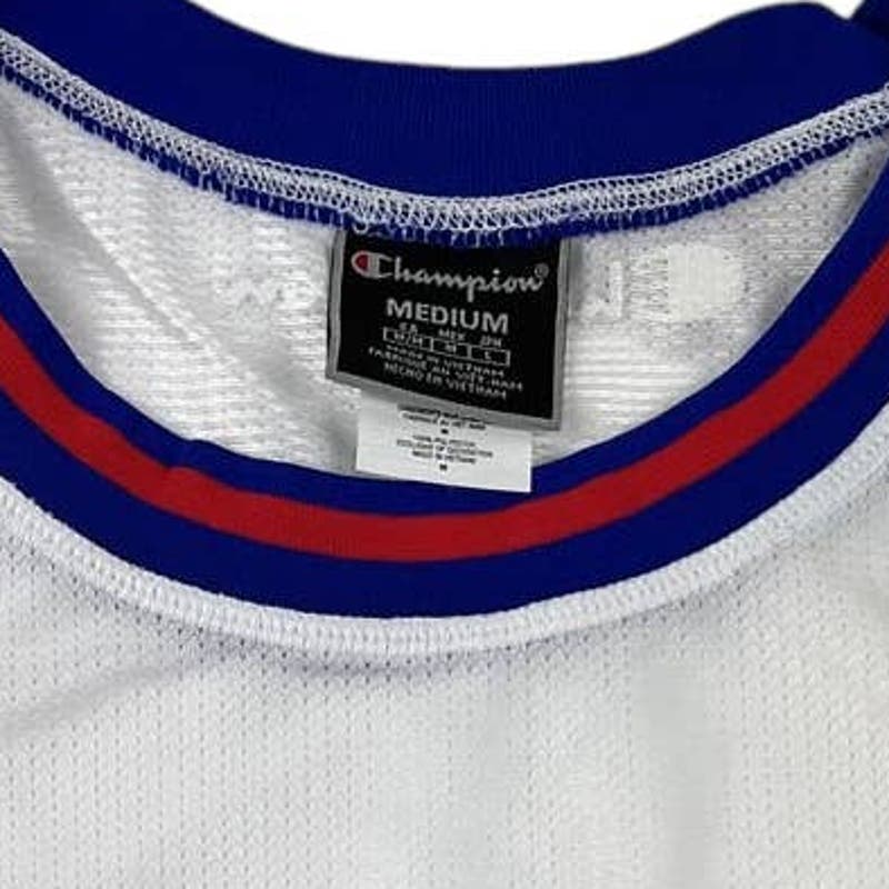 Champion Men White Blue Tank Top US M Sports Sleeveless Jersey