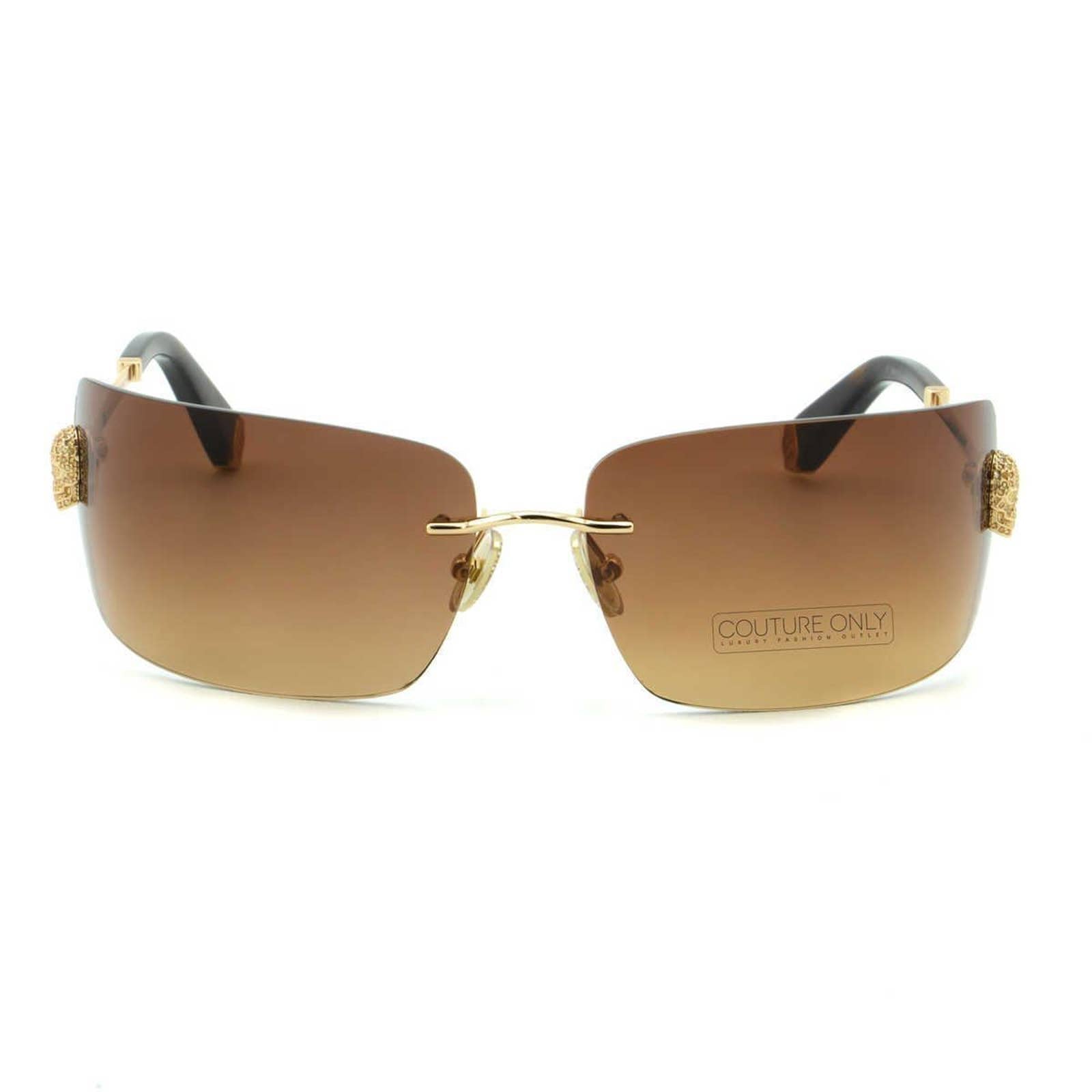 Women Titanium Rimless Brown Sunglasses SPP027S-300Y