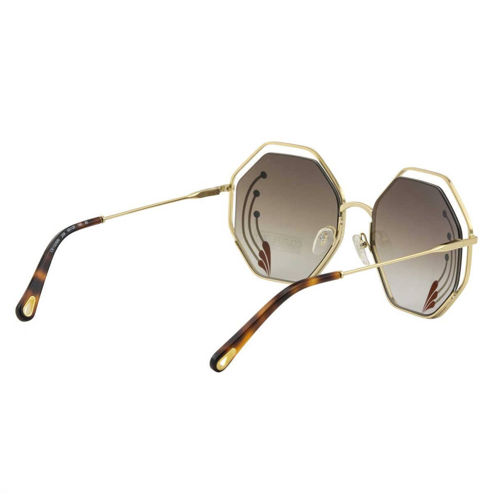 Women Octagonal Gold Brown Sunglasses CE132SRI-258