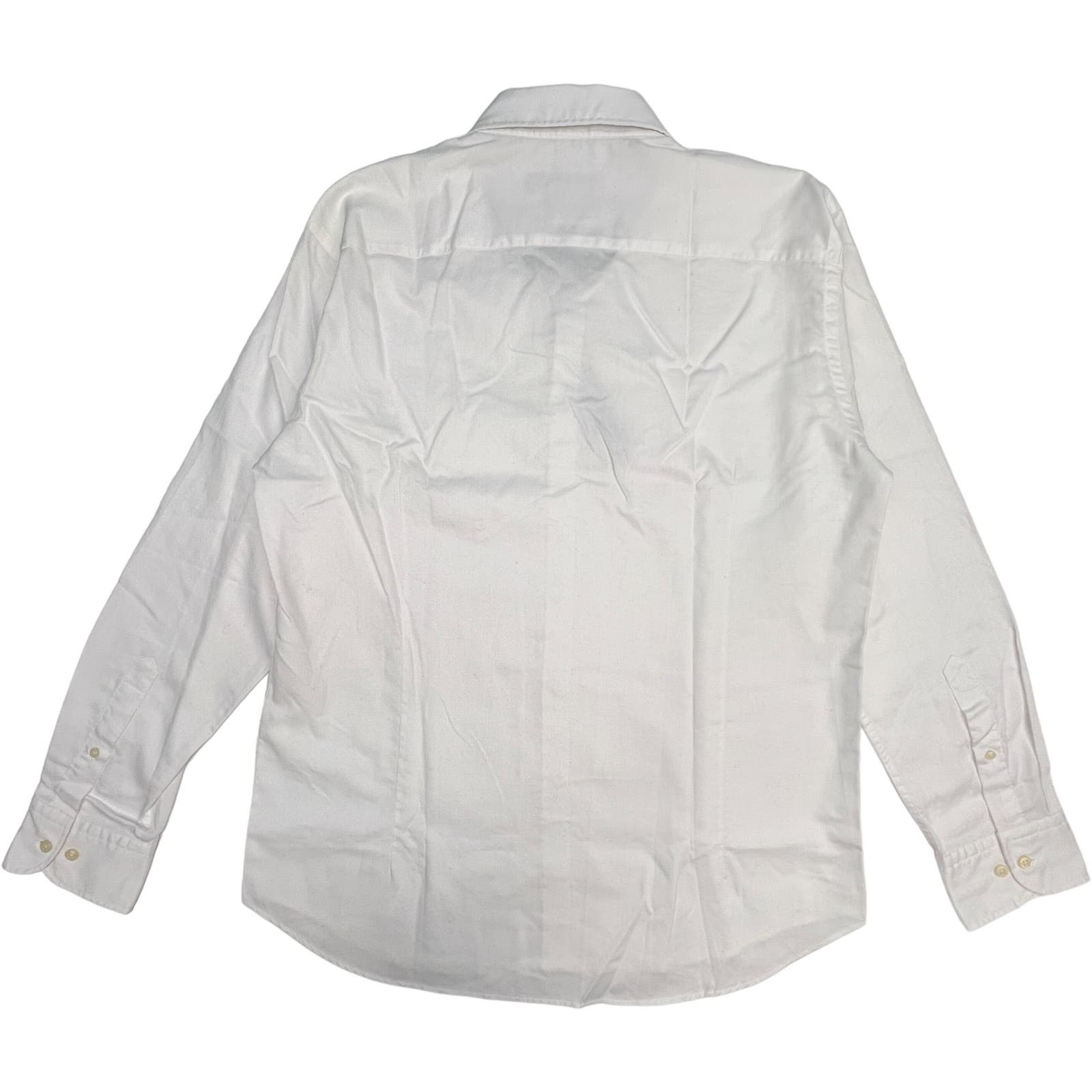 Dylan Gray Men White Cotton Dress US L Long Sleeve Button-down