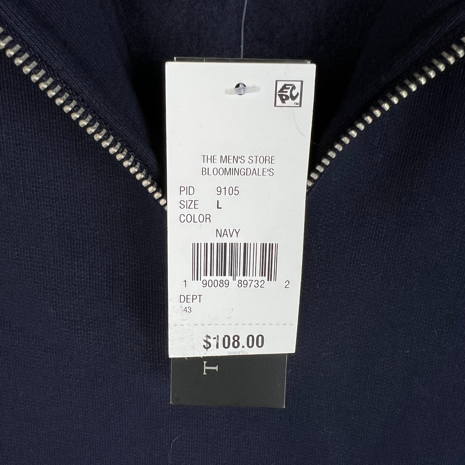 Bloomingdale's Factory Men Navy Sweater US L Half Zip Fleece