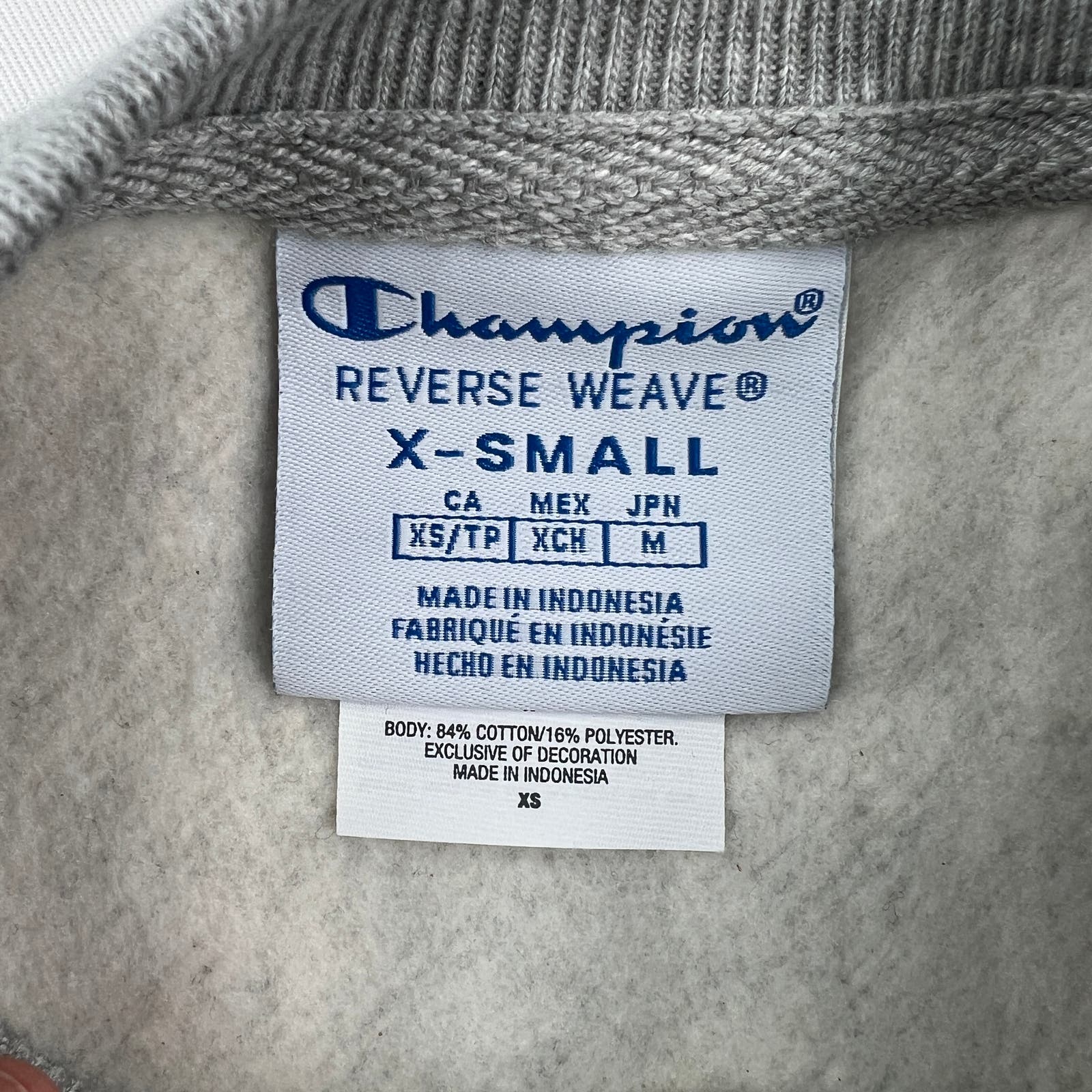 Champion Men Grey Sweater US XS Short Sleeve White Logo