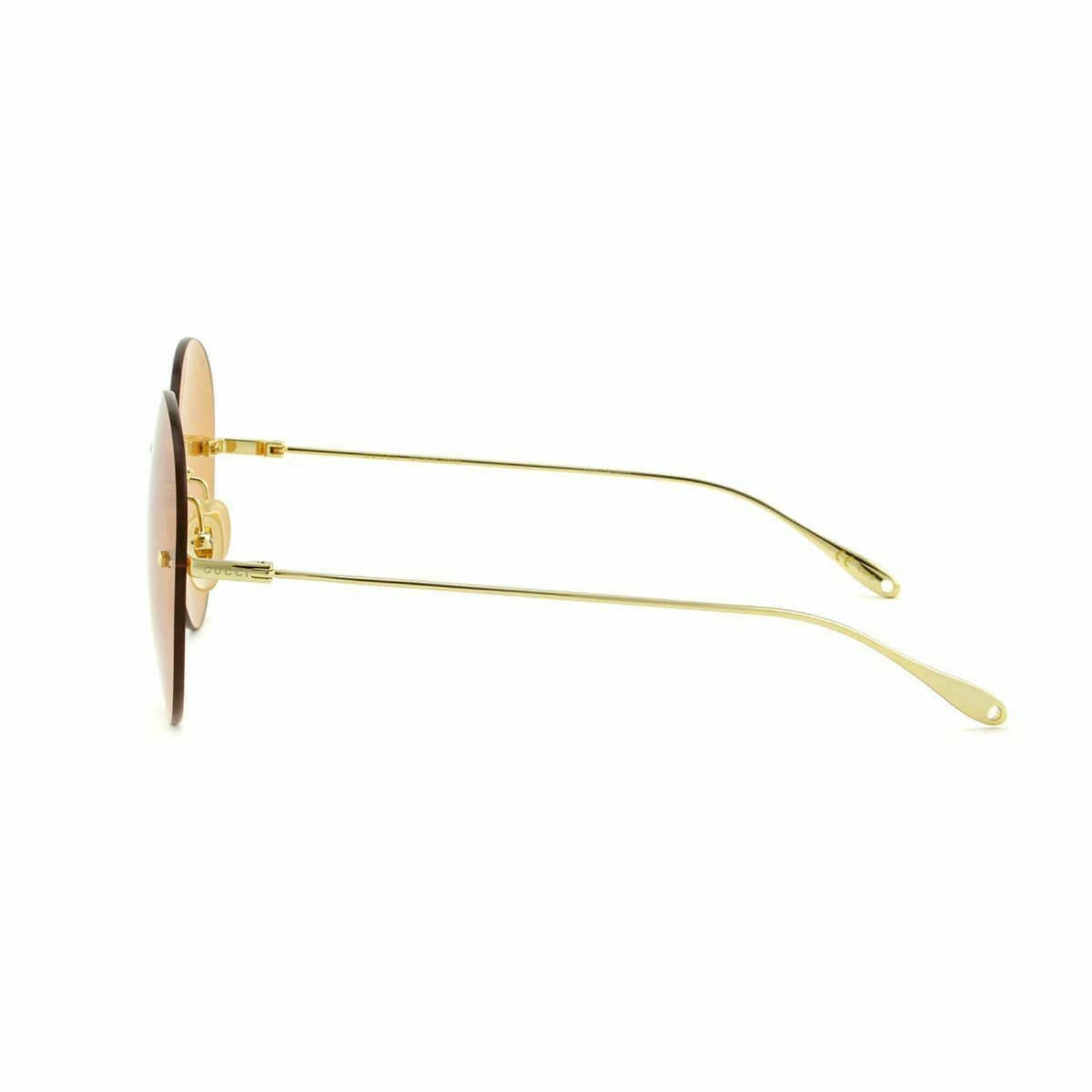 Women Gold Orange Rimless Round Sunglasses GG1149S-007