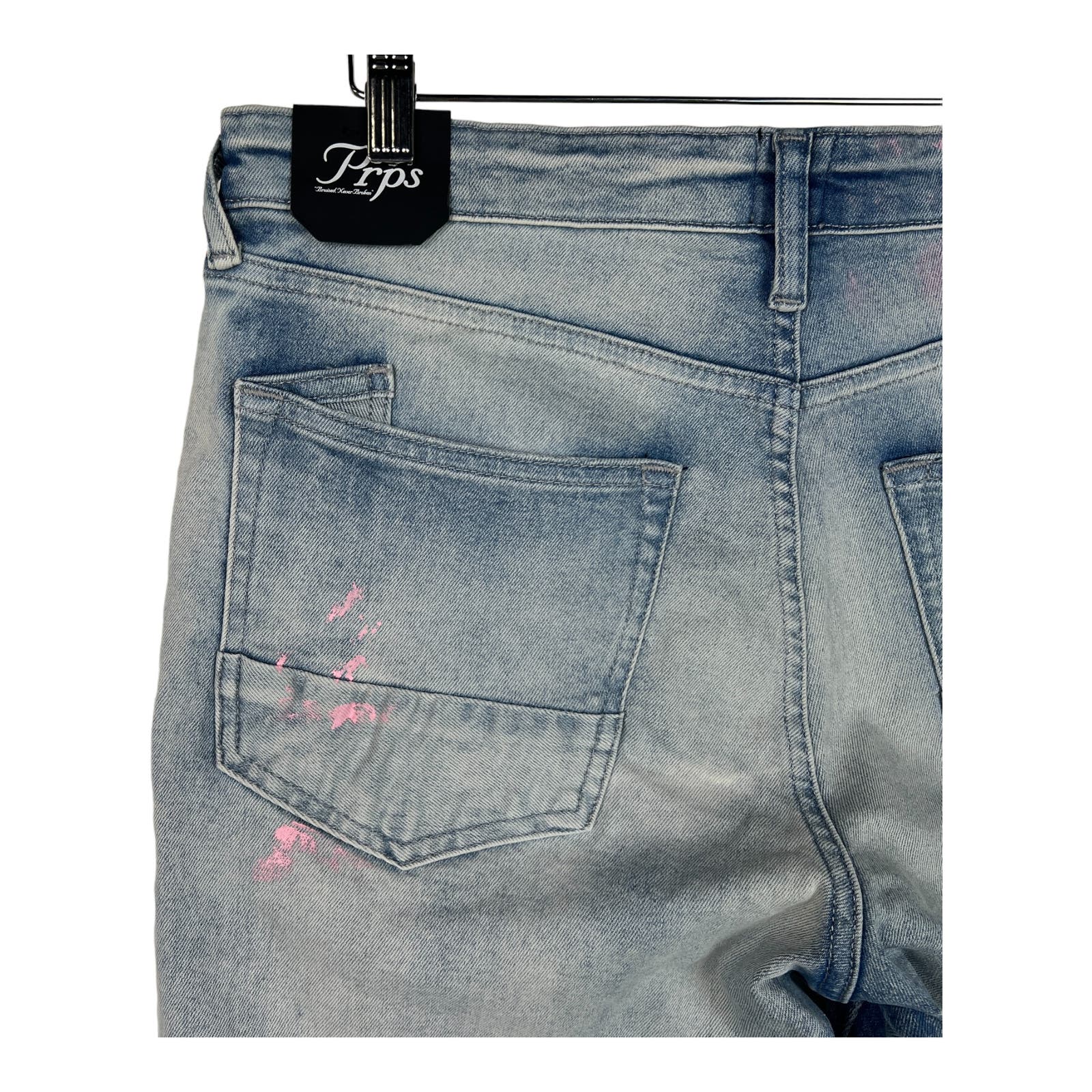 PRPS Le Sabre Men Light Wash Jeans US 31 Ripped Bleached Slim Fit