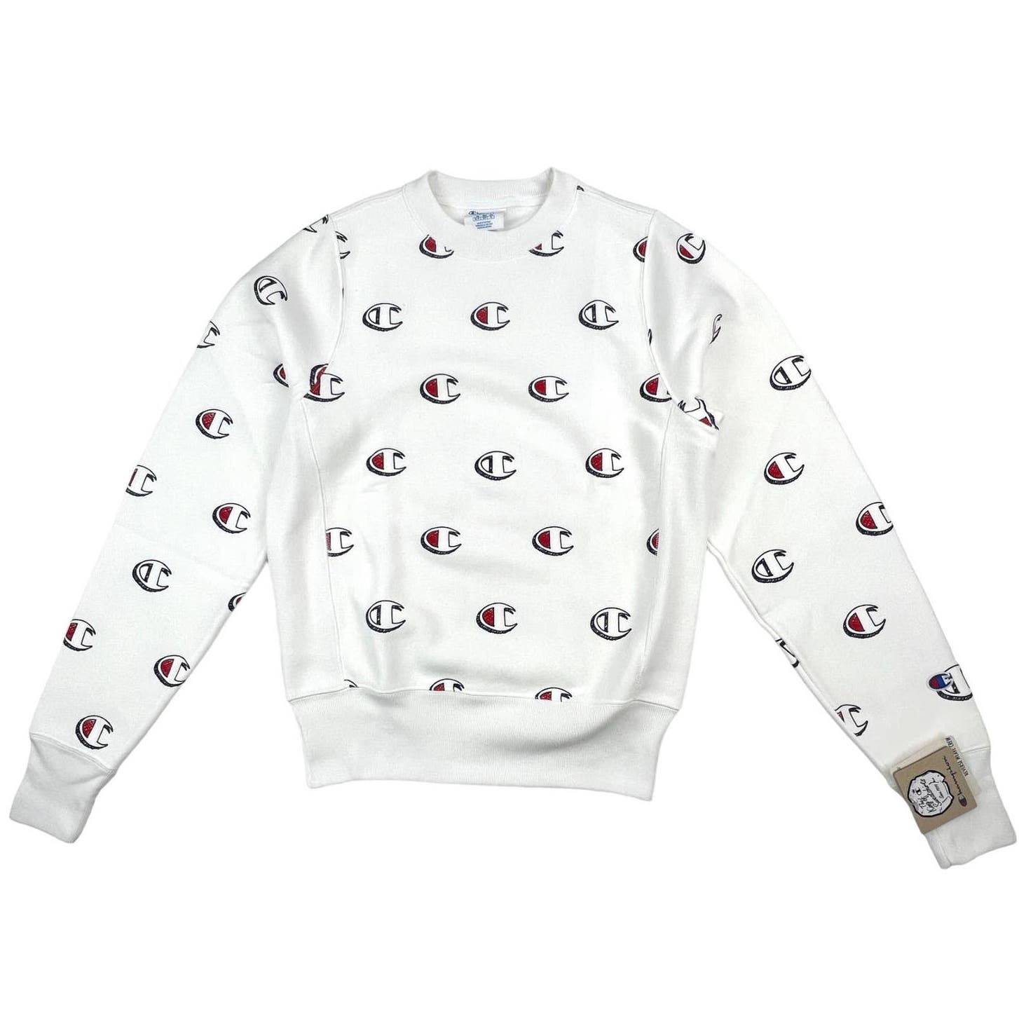 Champion Men White Sweatshirt US XS Long Sleeve Crew Neck
