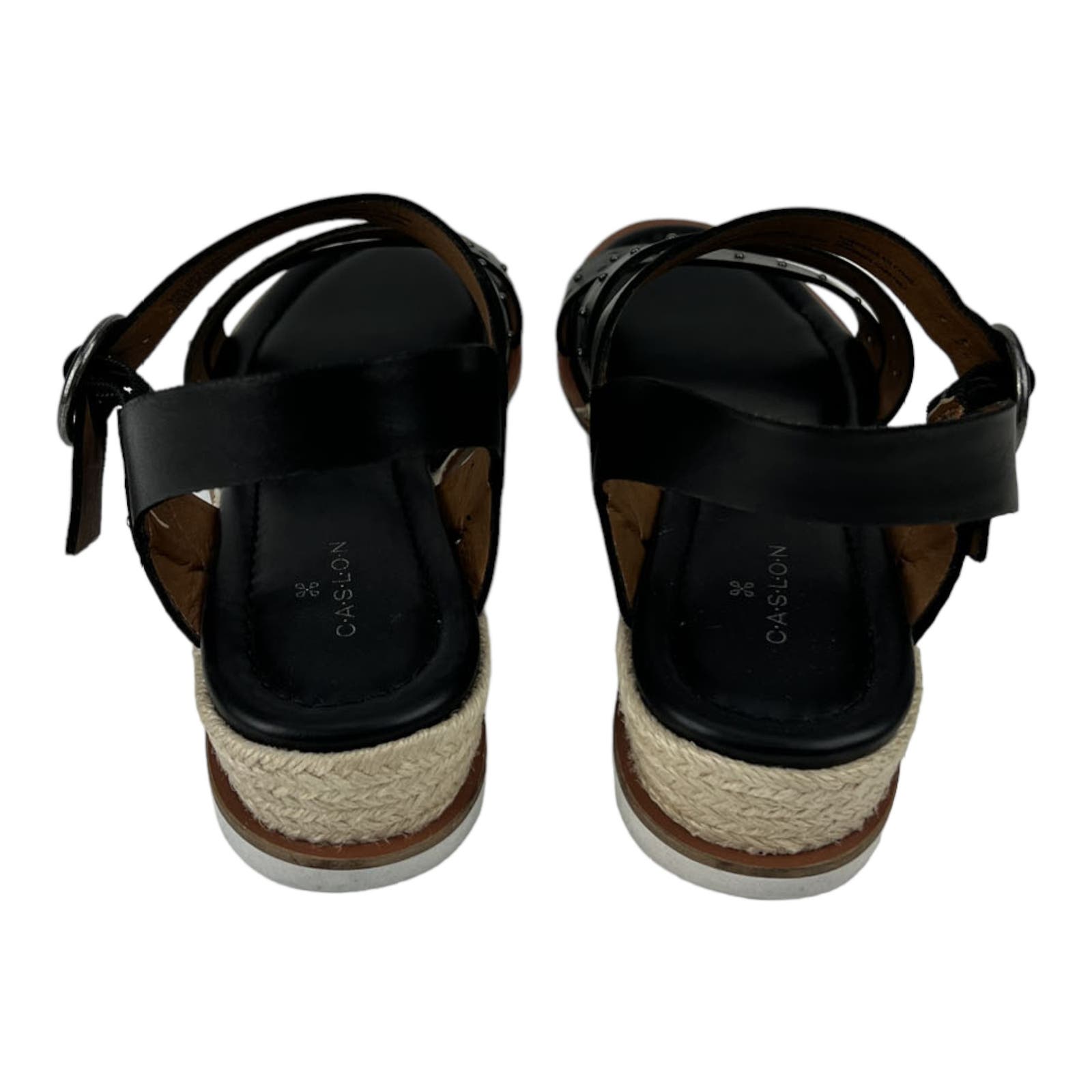 Caslon Women US 10 Slides Black Leather Sandal Shoes